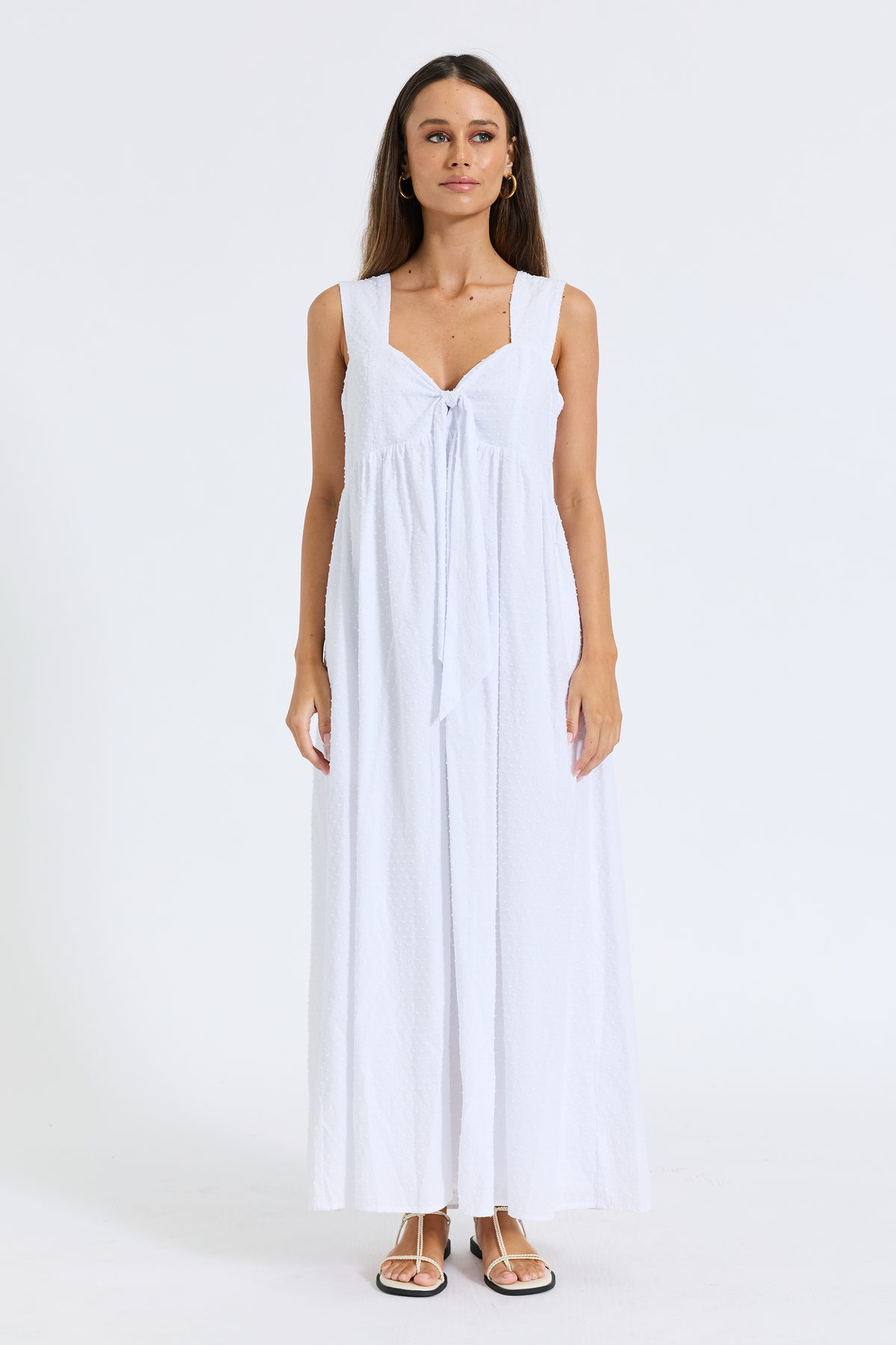 Portia Tie-Front Babydoll Dress - White