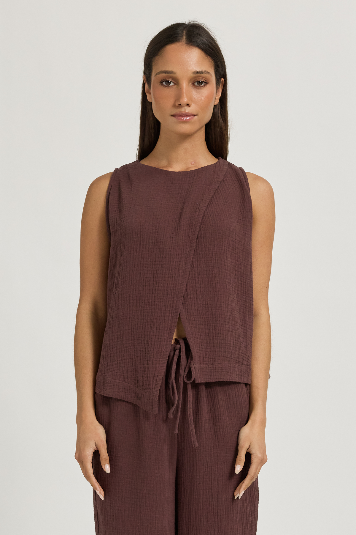 Reese Reversible Wrap Top - Chocolate