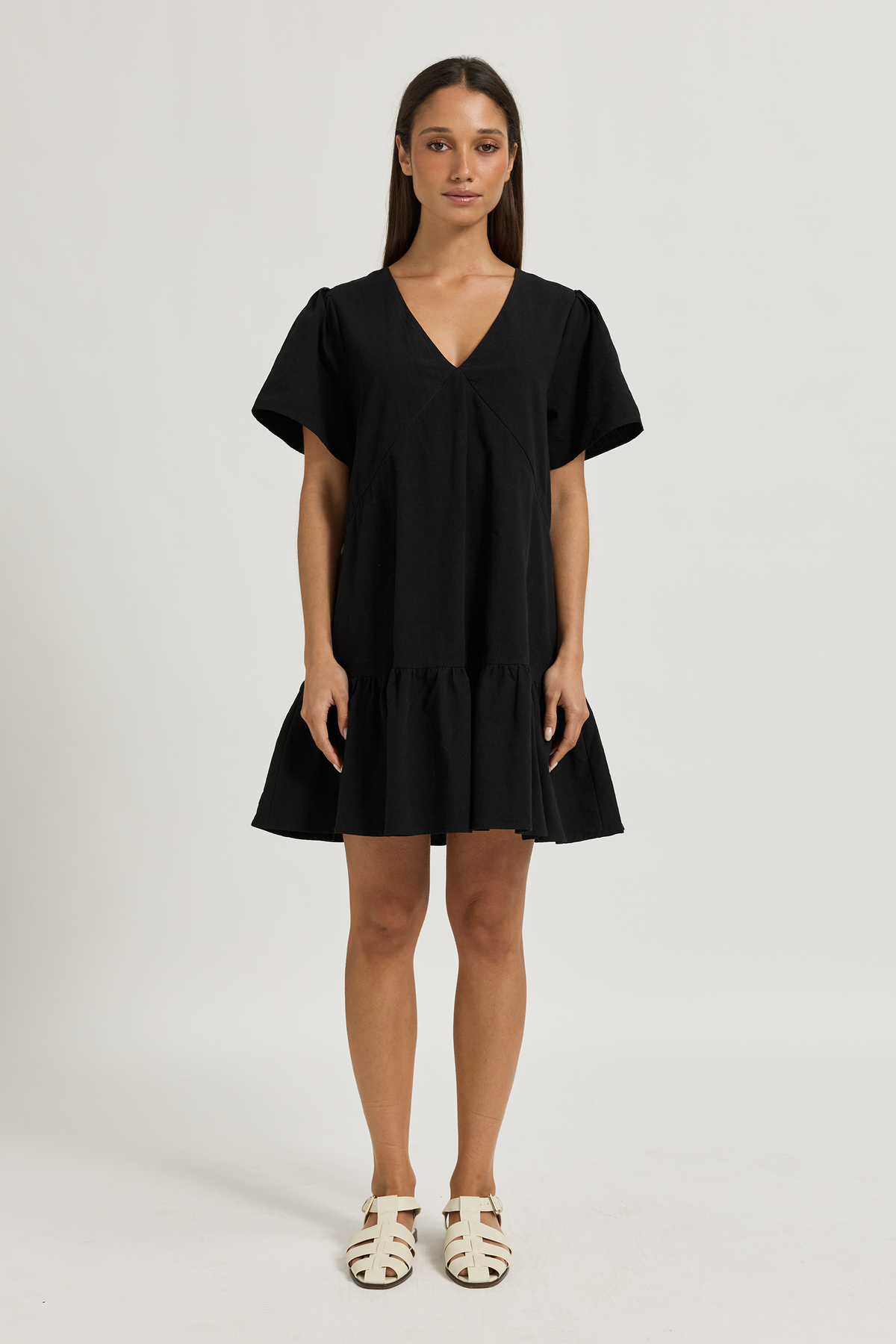 Magdalene Cotton Shift Dress - Black