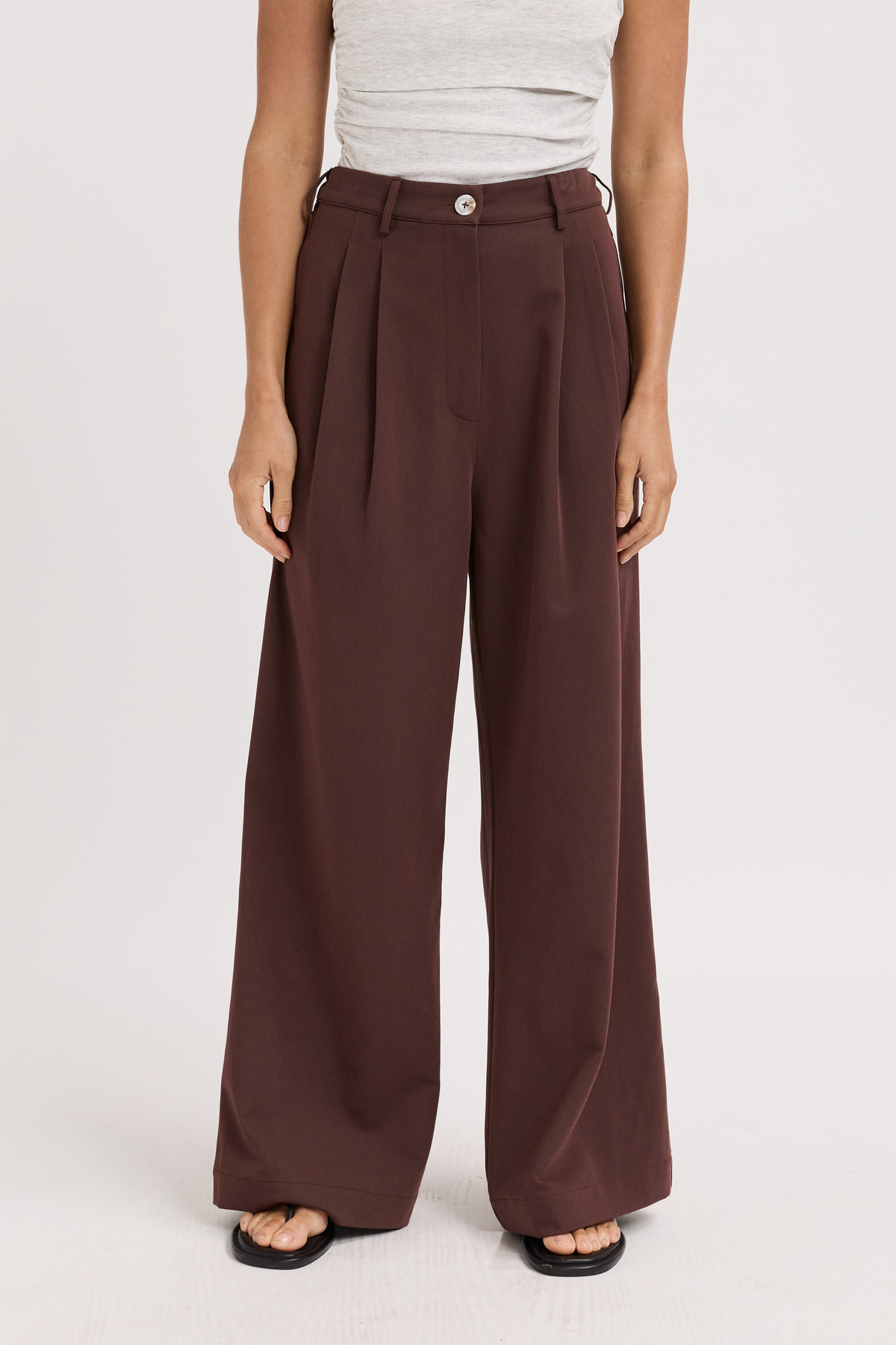 Zadie Adjustable Wide Leg Trouser - Chocolate