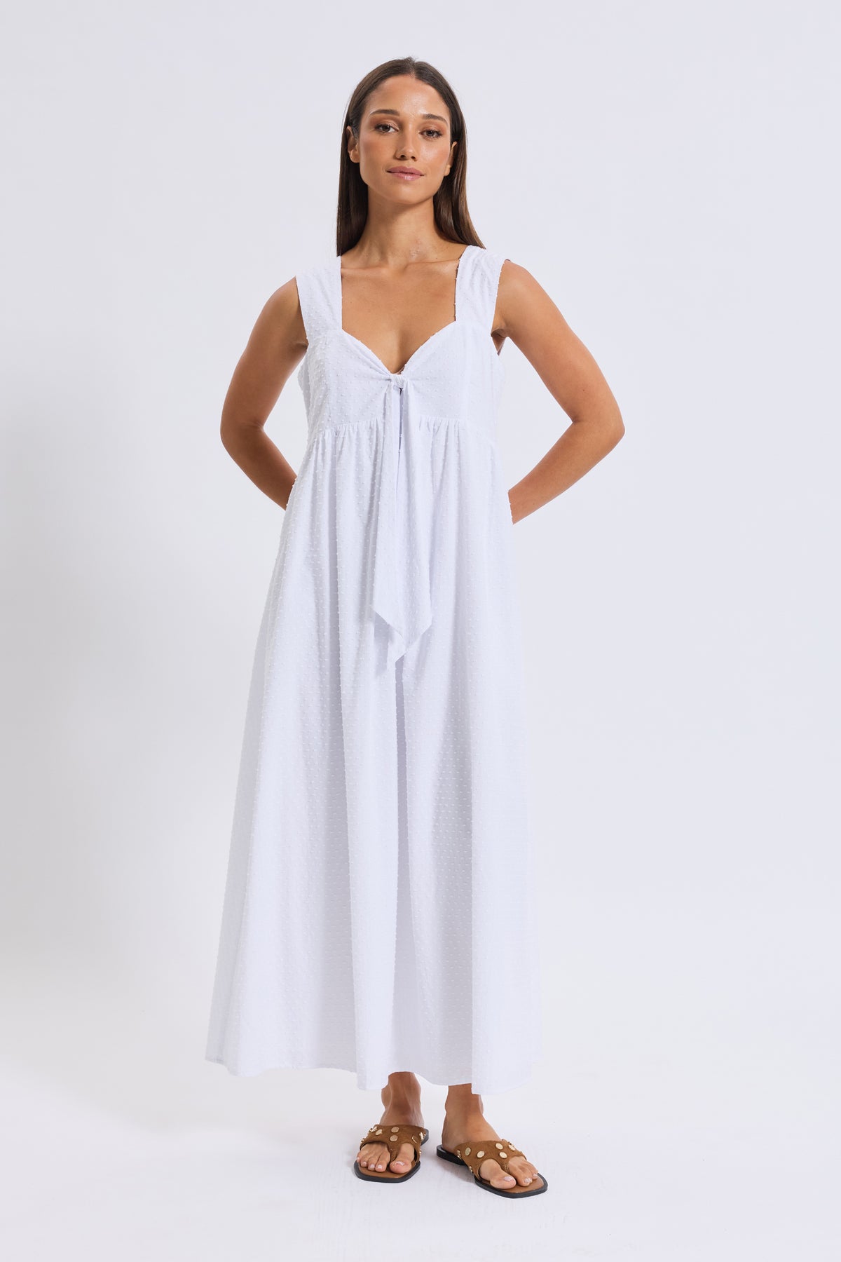 Portia Tie-Front Babydoll Dress - White