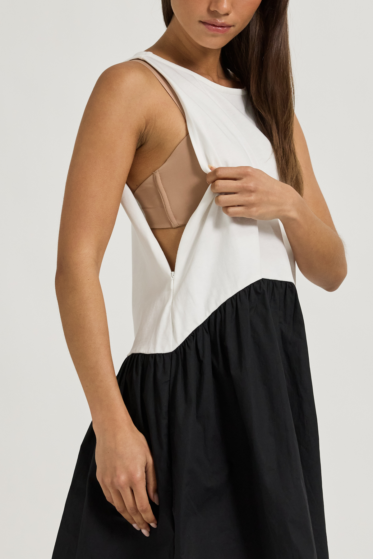 Ruby Babydoll Mini Dress - White / Black