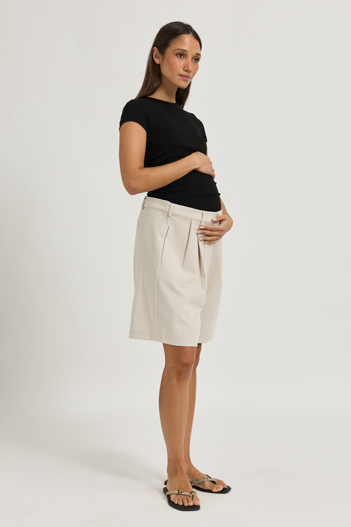 Goldie Adjustable-Waist Bermuda Short - Cream