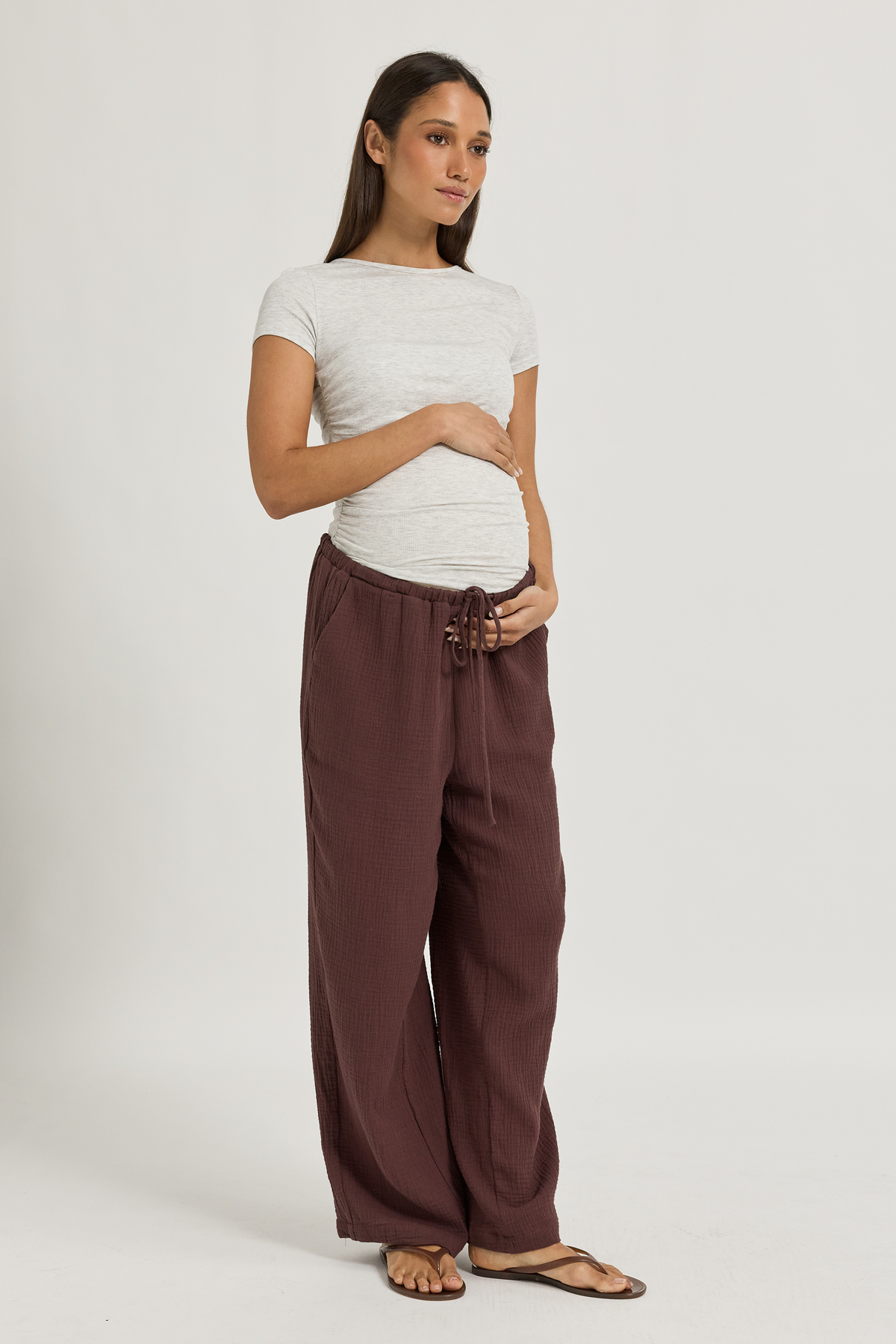 Reese Barrel Leg Drawstring Pant - Chocolate