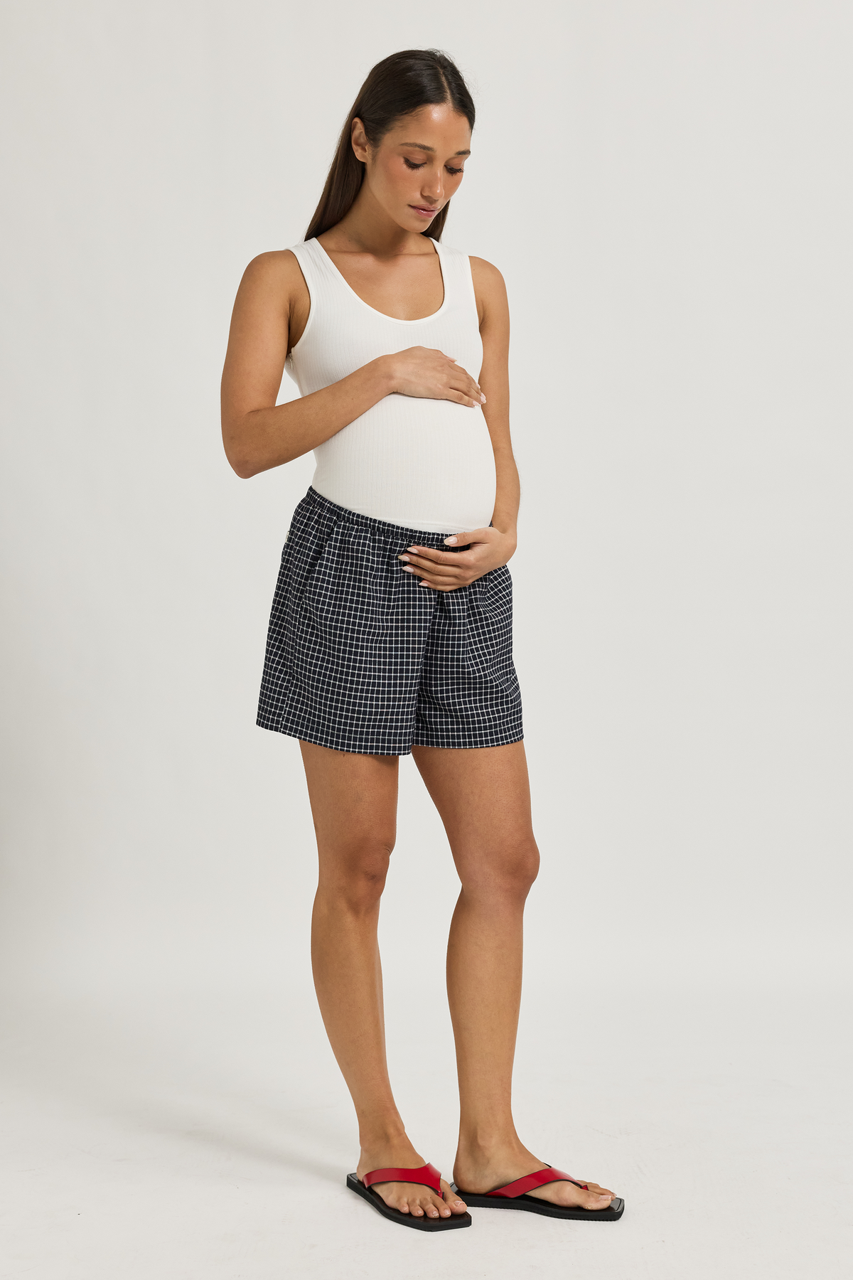 Morgan Check Short - Navy