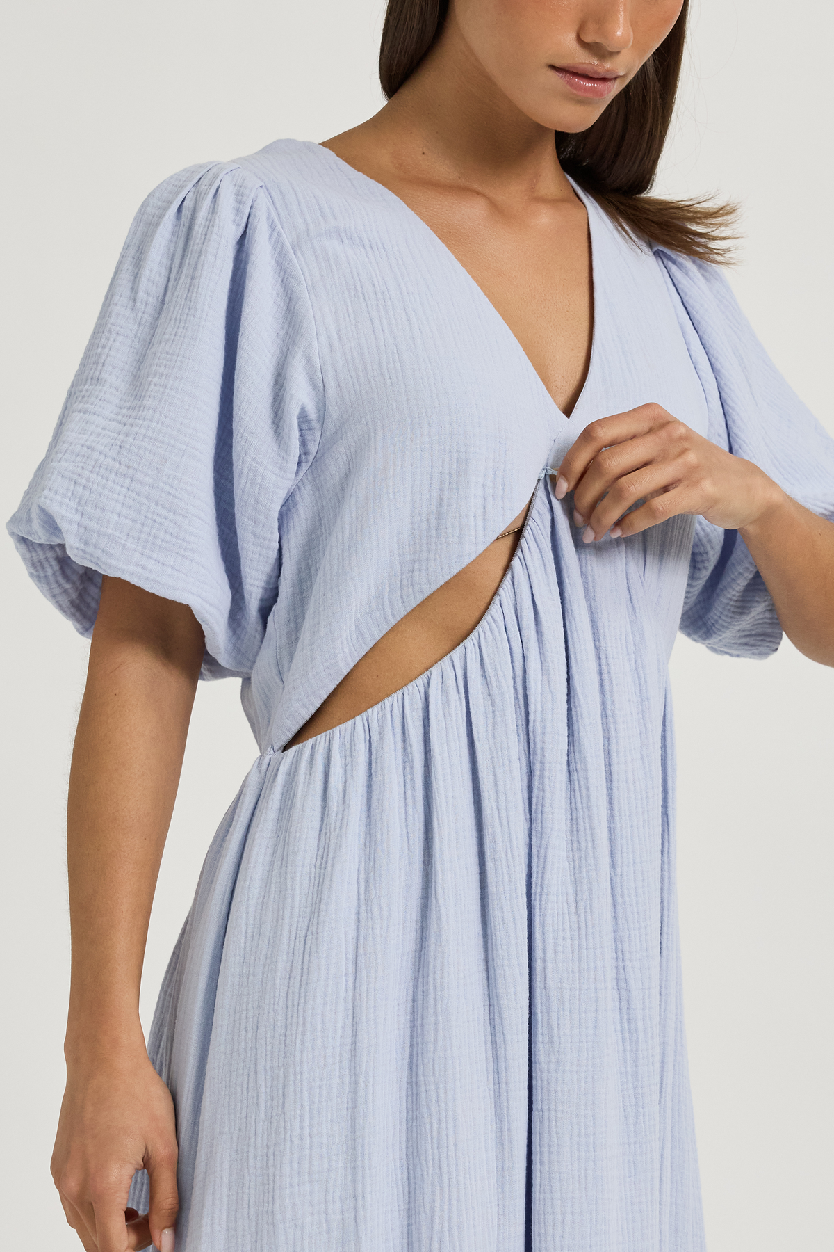 Josephine Babydoll Midi Dress - Baby Blue