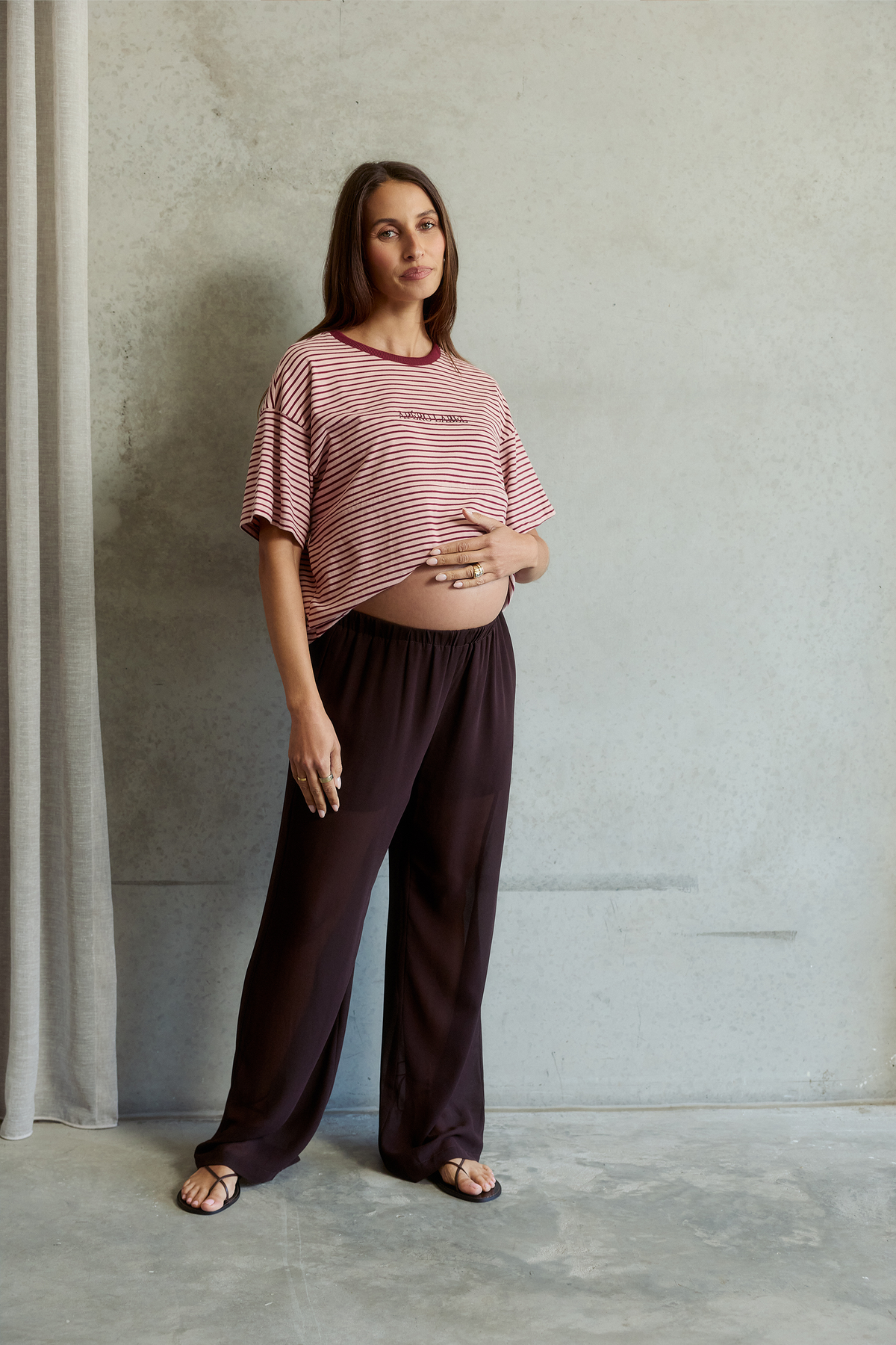 Zoi Sheer Wide Leg Pants - Chocolate