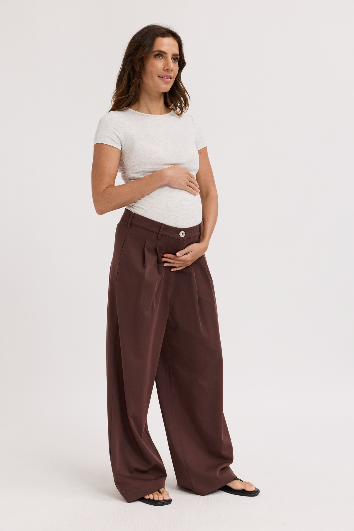 Zadie Adjustable Wide Leg Trouser - Chocolate