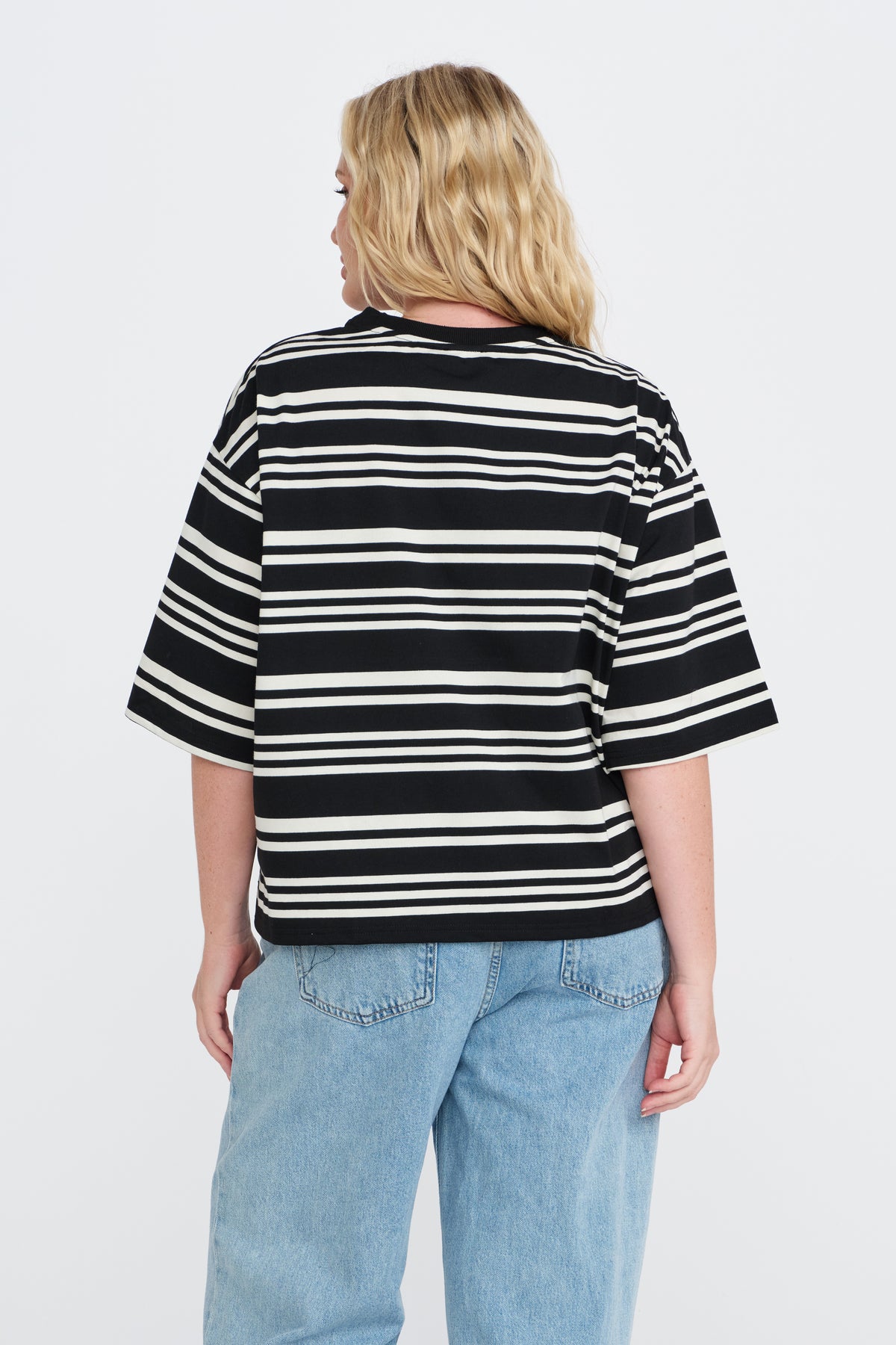 Brooklyn Stripe Slouchy Panel Tee - Black / White