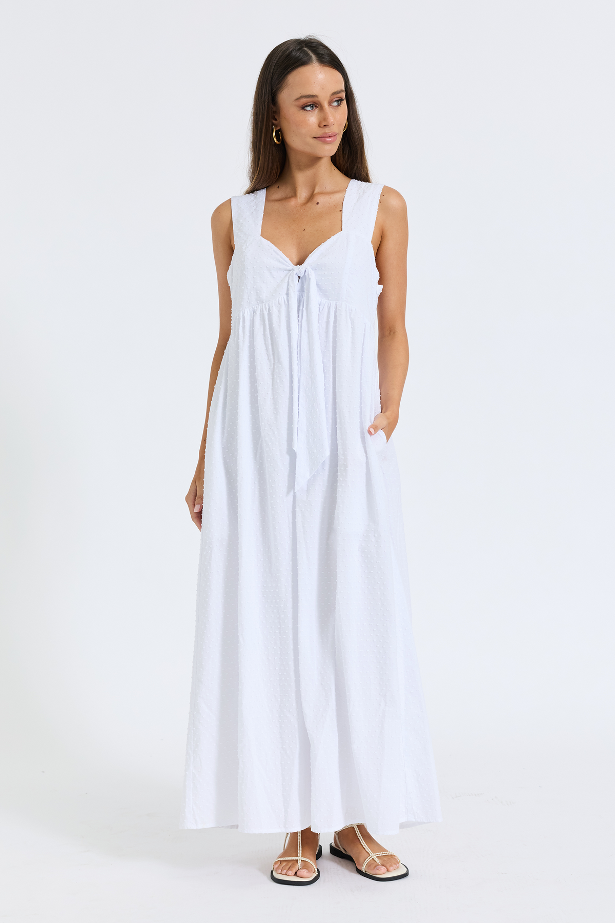 Portia Tie-Front Babydoll Dress - White