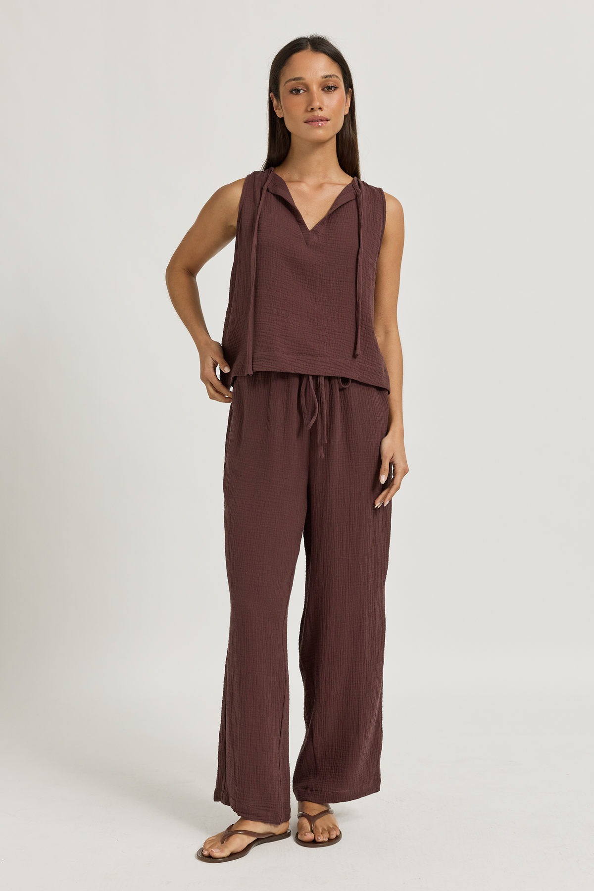 Reese Reversible Wrap Top - Chocolate