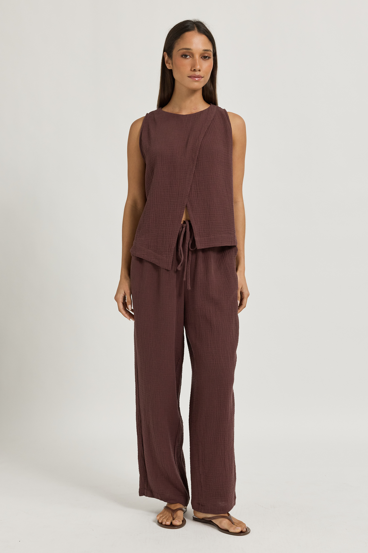 Reese Reversible Wrap Top - Chocolate
