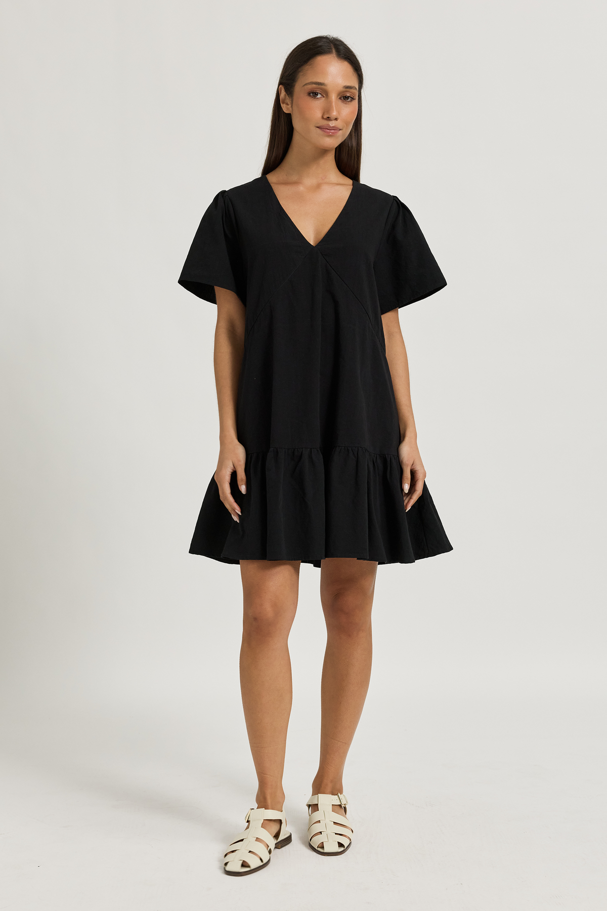 Magdalene Cotton Shift Dress - Black