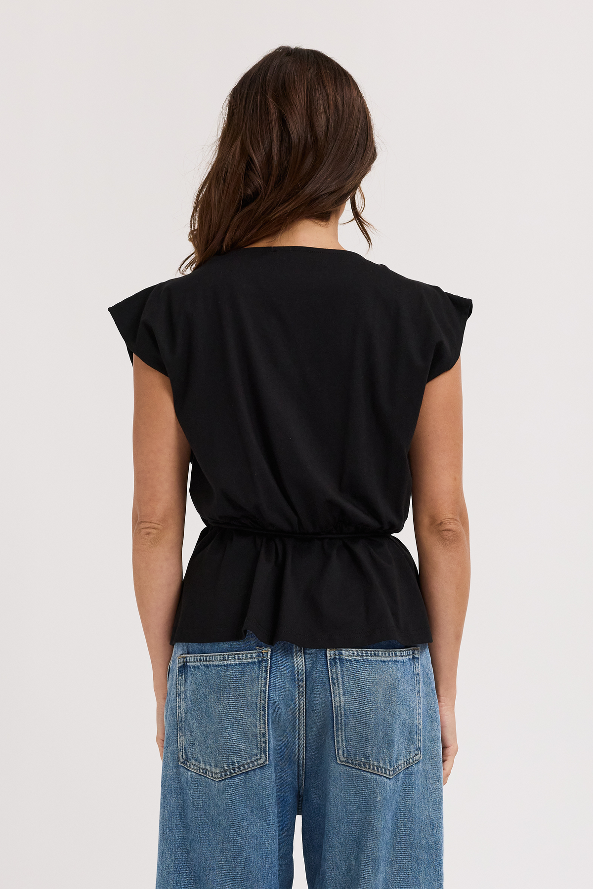 Whitney Draped Wrap Top - Black