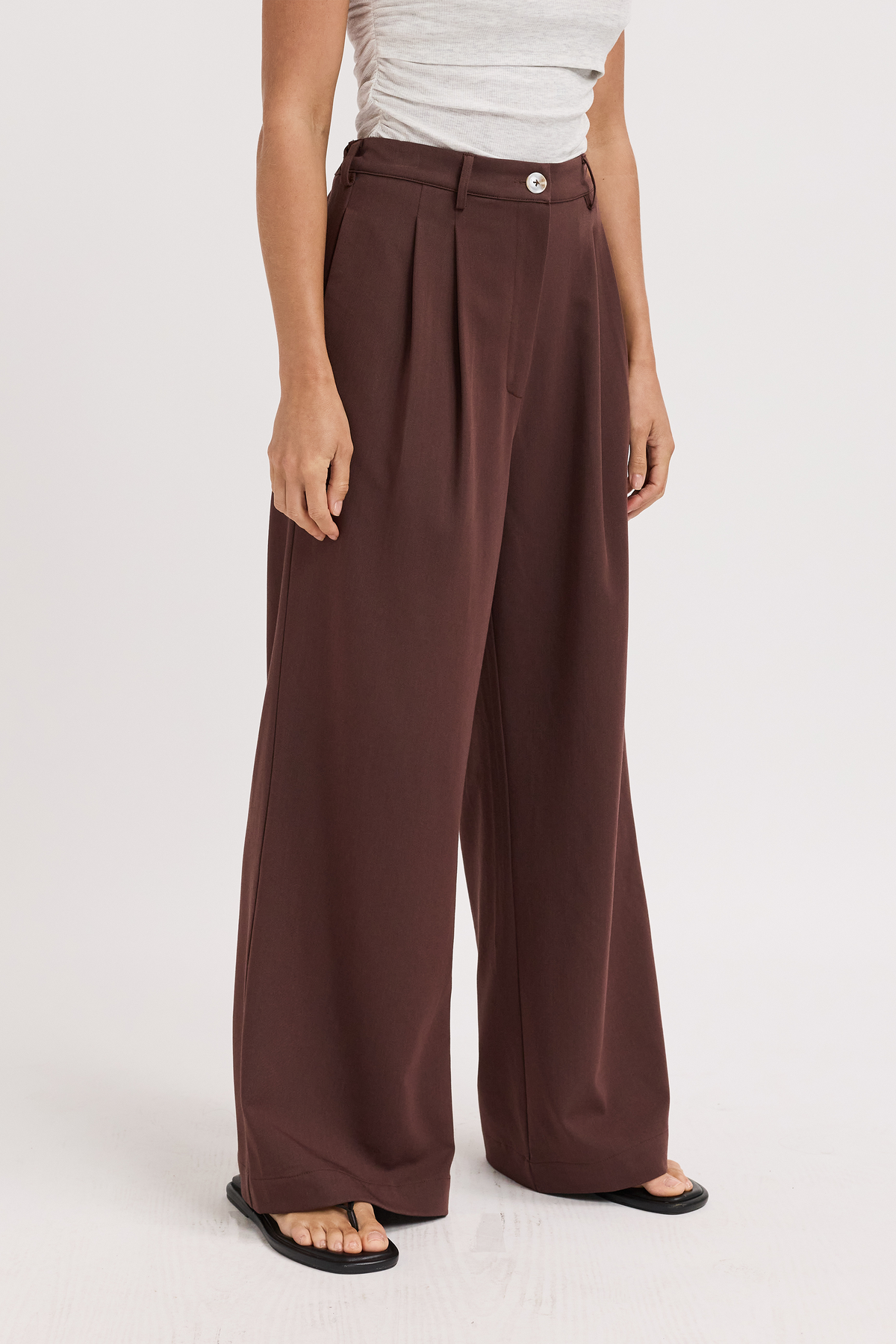 Zadie Adjustable Wide Leg Trouser - Chocolate