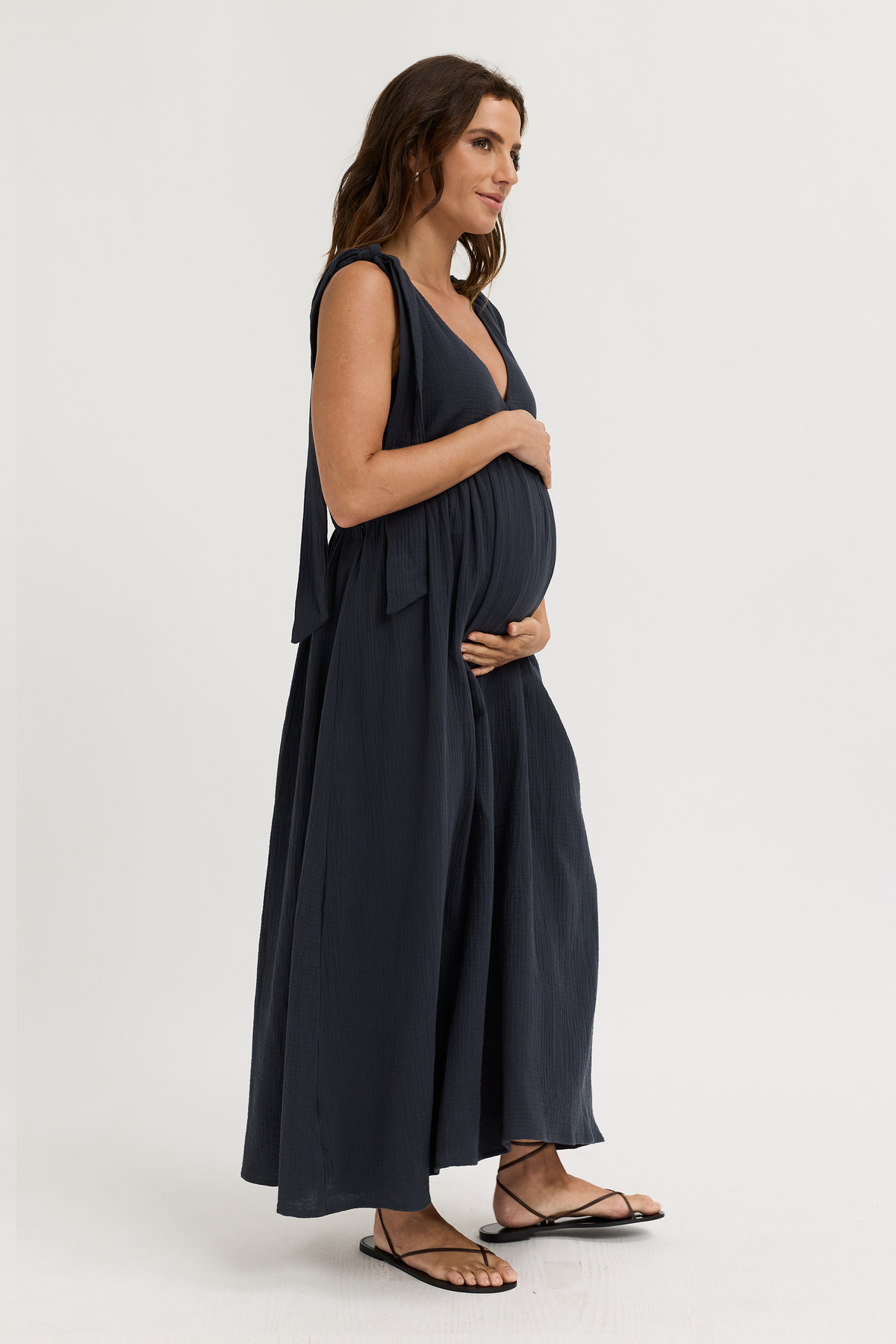 Raya Adjustable Babydoll Maxi Dress - Washed Navy