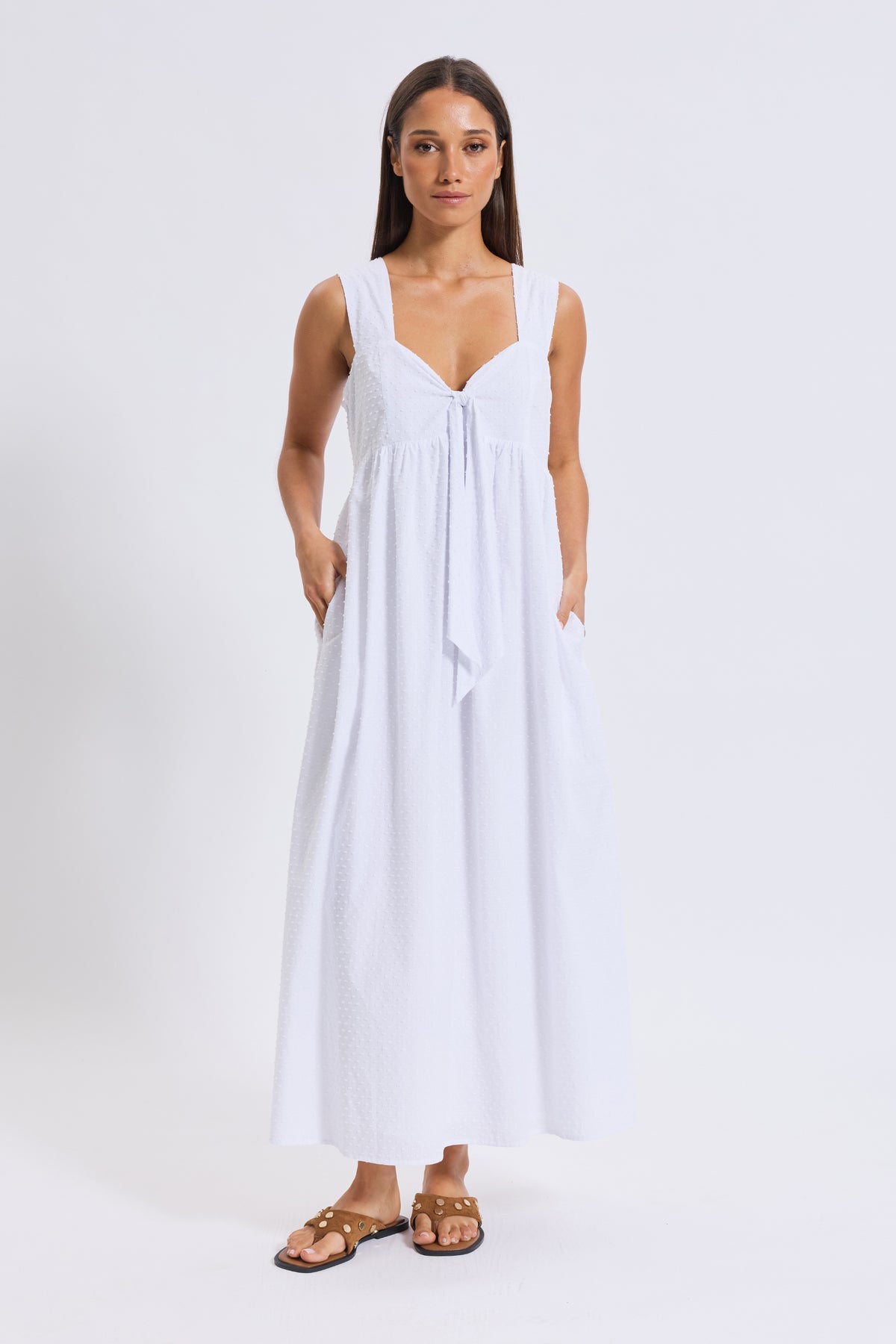 Portia Tie-Front Babydoll Dress - White