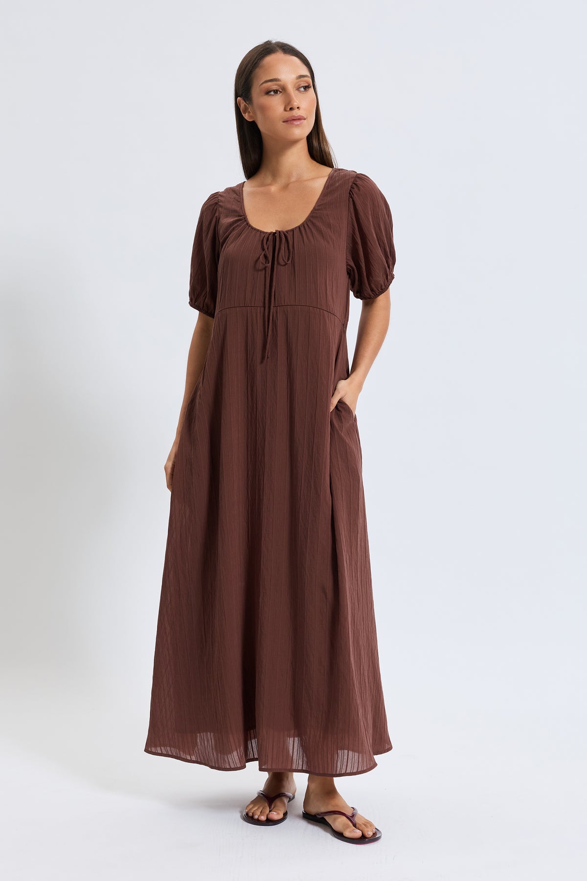 Joan Babydoll Maxi Dress - Chocolate