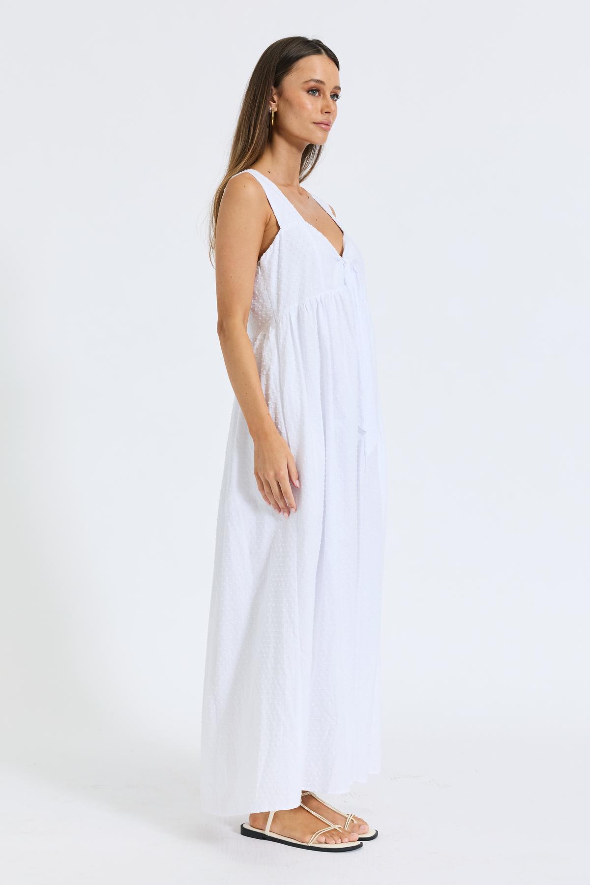 Portia Tie-Front Babydoll Dress - White