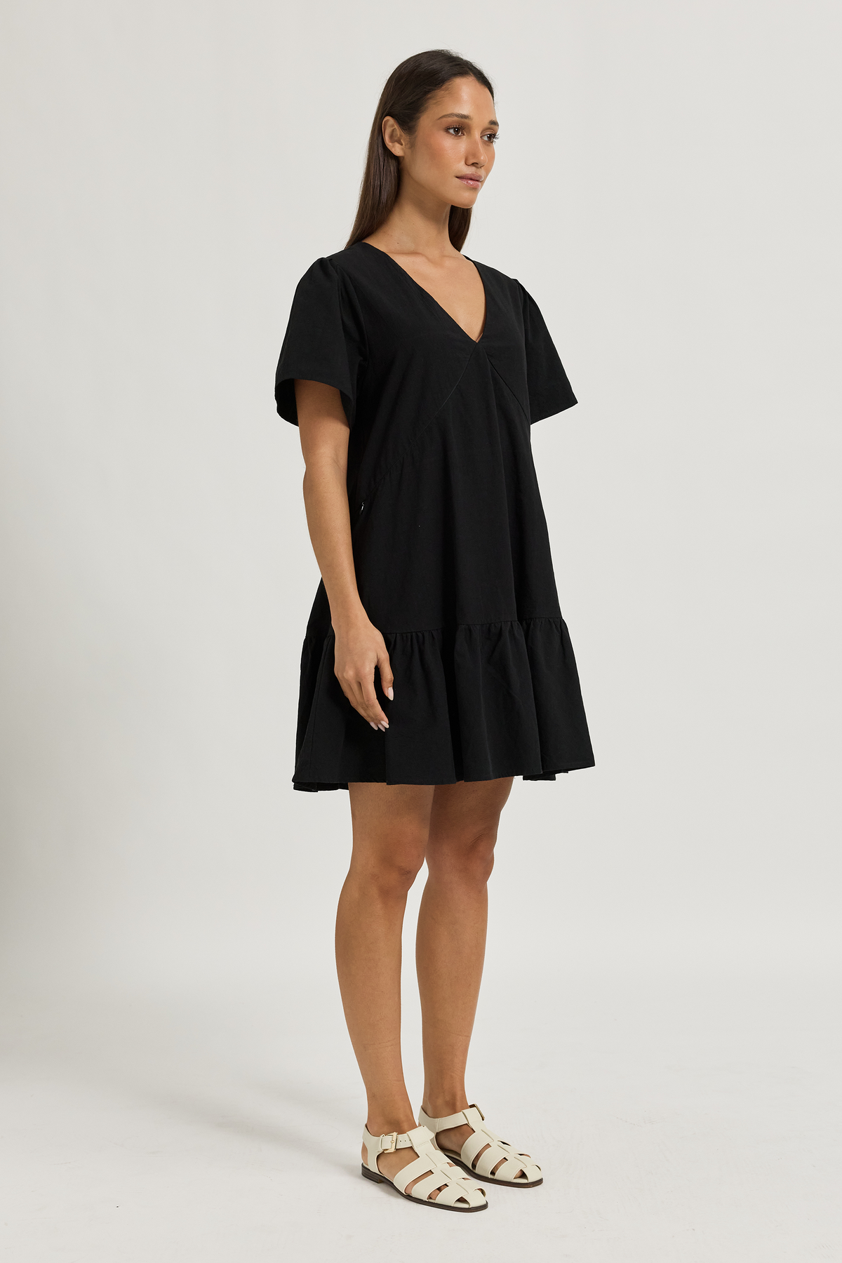 Magdalene Cotton Shift Dress - Black