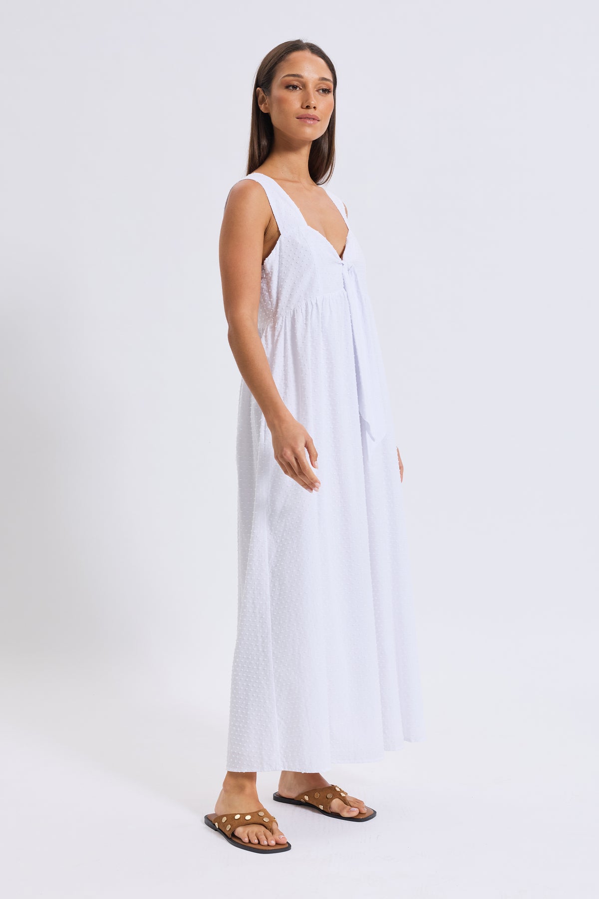 Portia Tie-Front Babydoll Dress - White