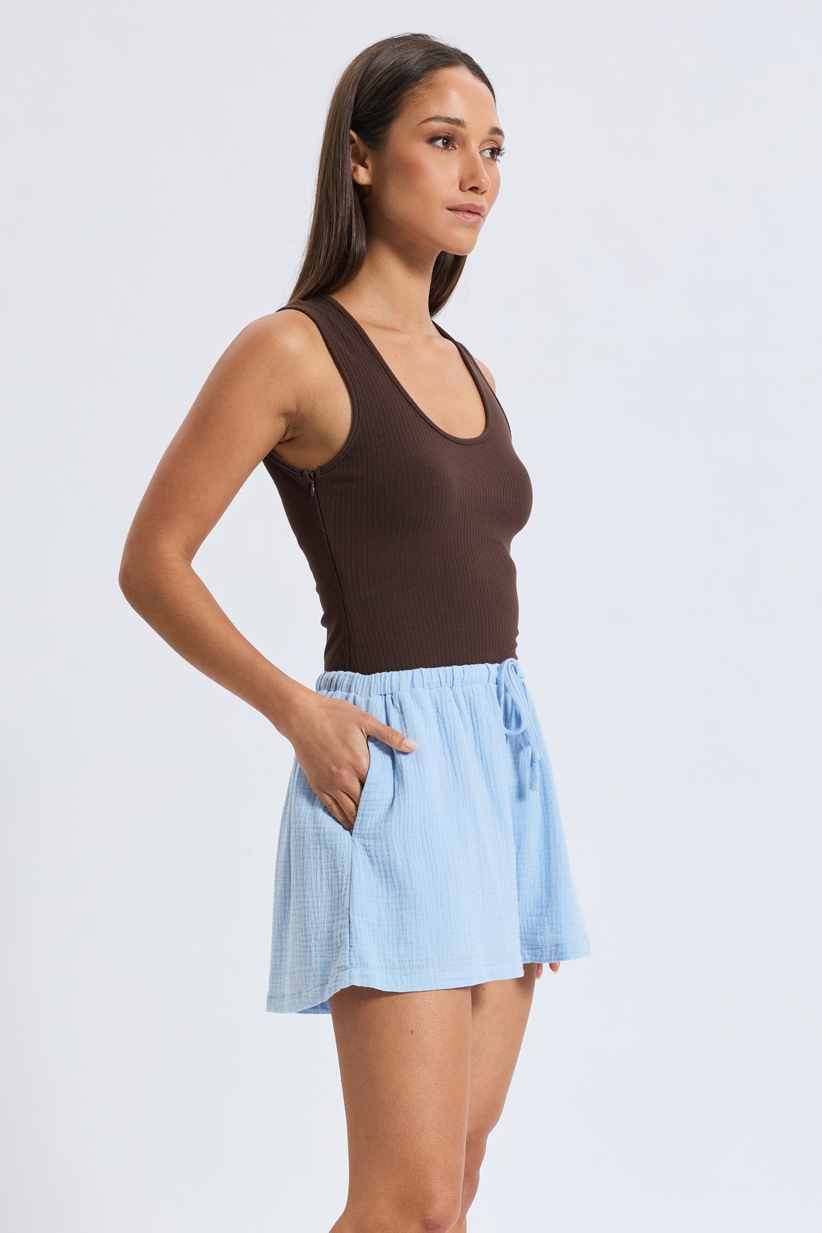 Betty Cotton Swing Short - Blue