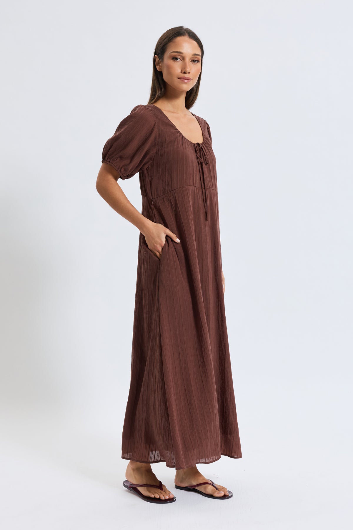 Joan Babydoll Maxi Dress - Chocolate