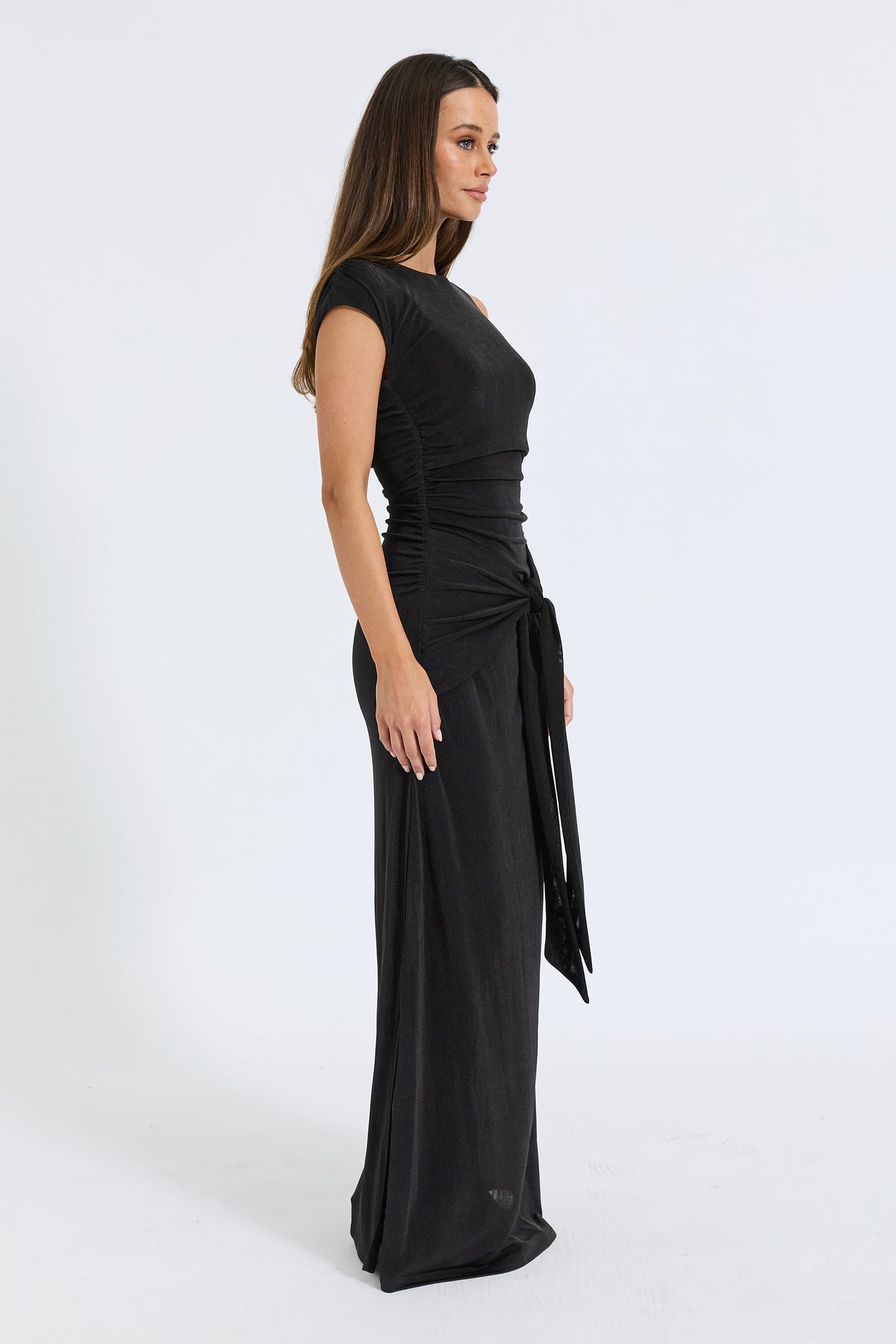 Nyla Tie-Front Maxi Dress - Black