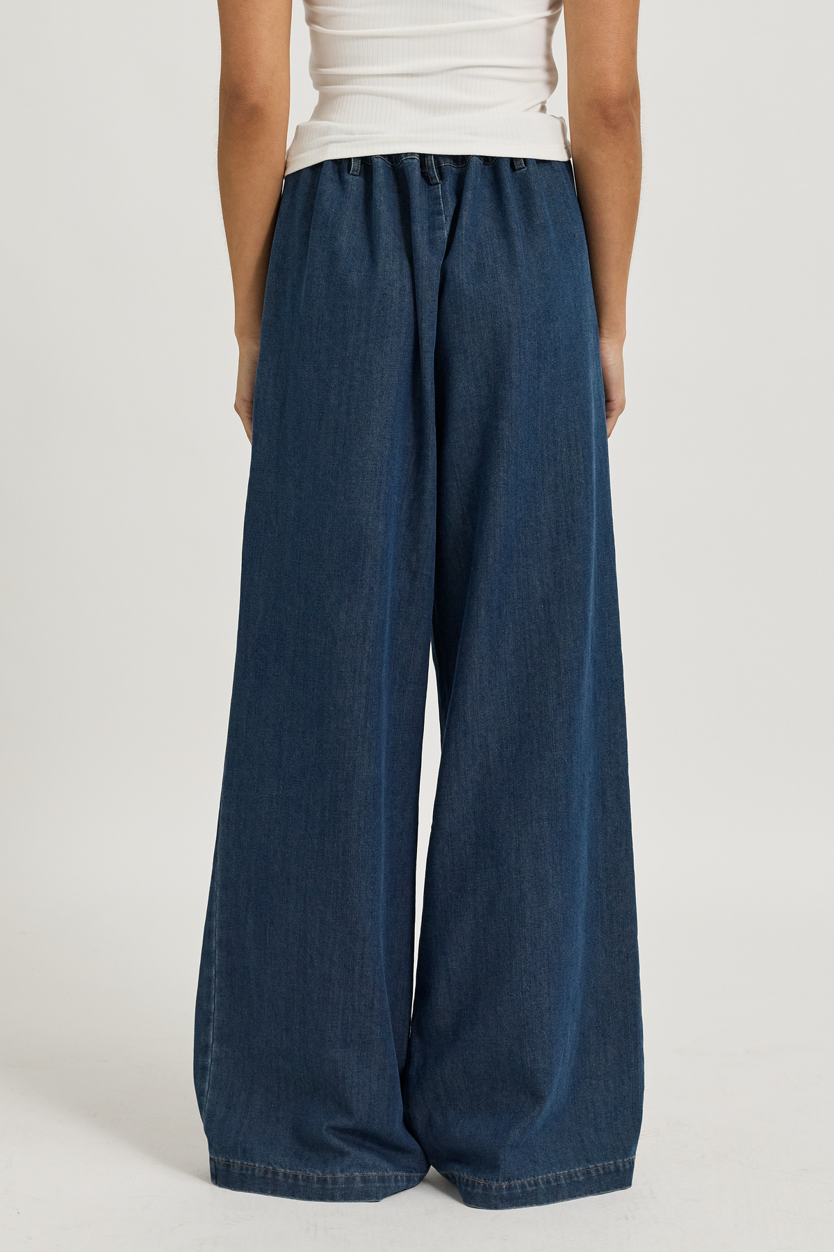 Cara Adjustable-Waist Wide-Leg Jean - Deep Blue