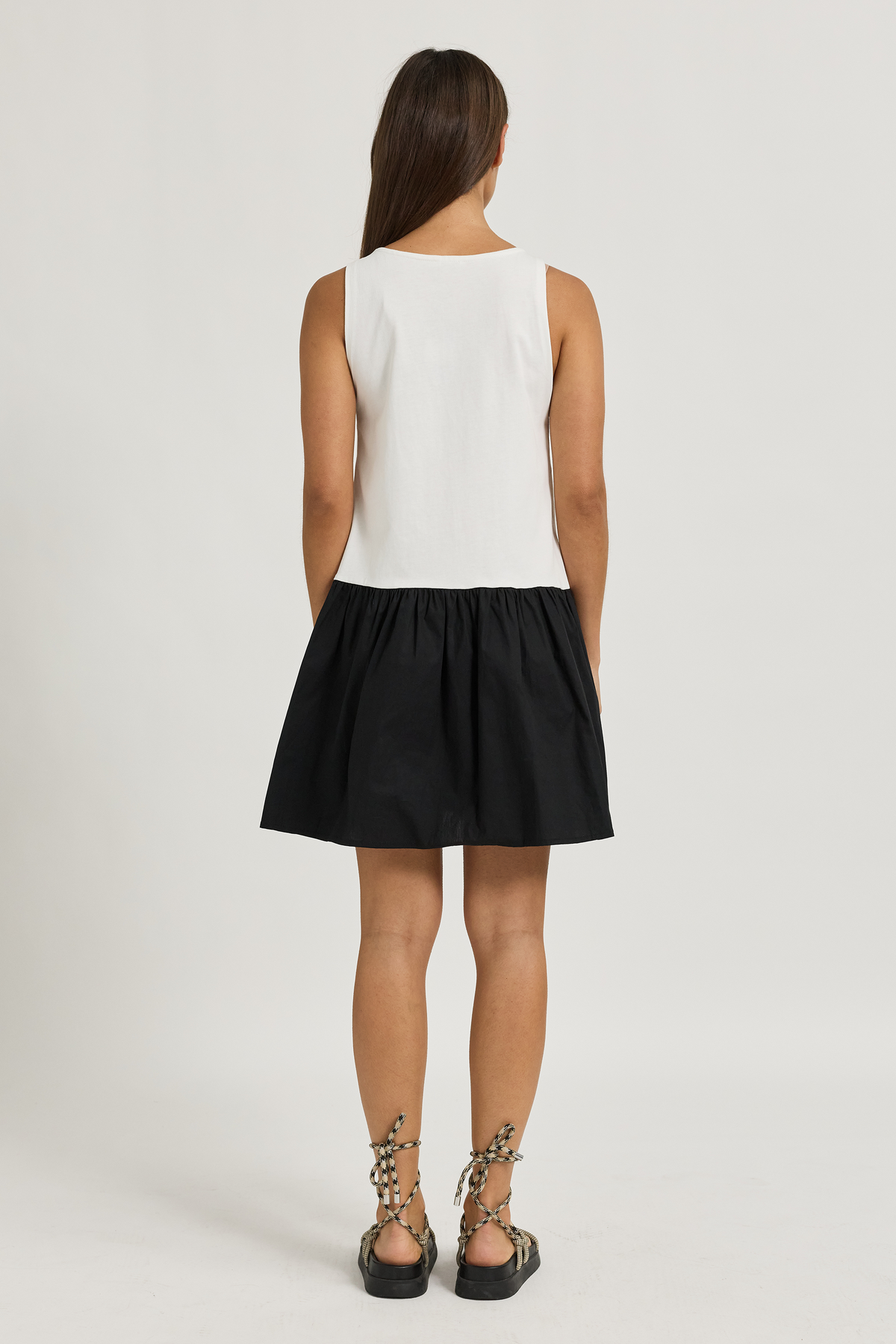 Ruby Babydoll Mini Dress - White / Black