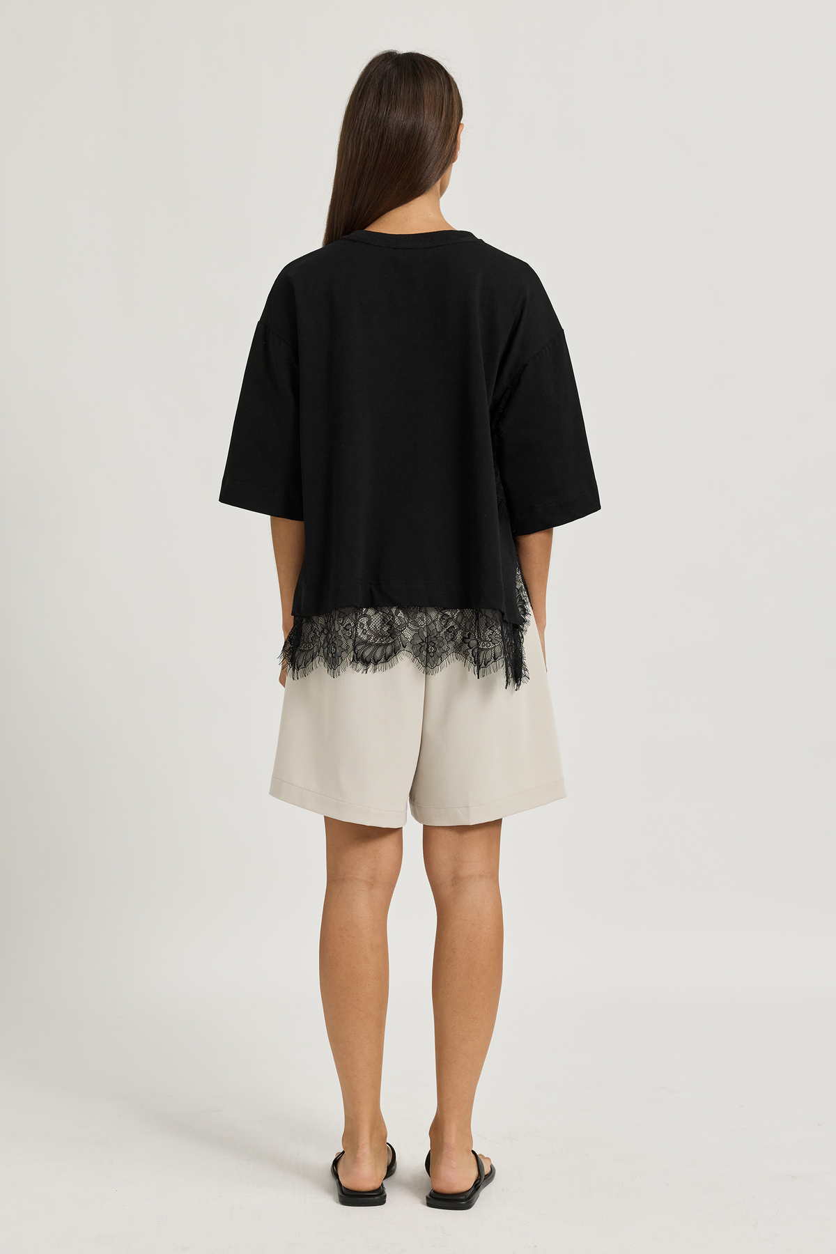 London Lace Wrap Side Tee - Black