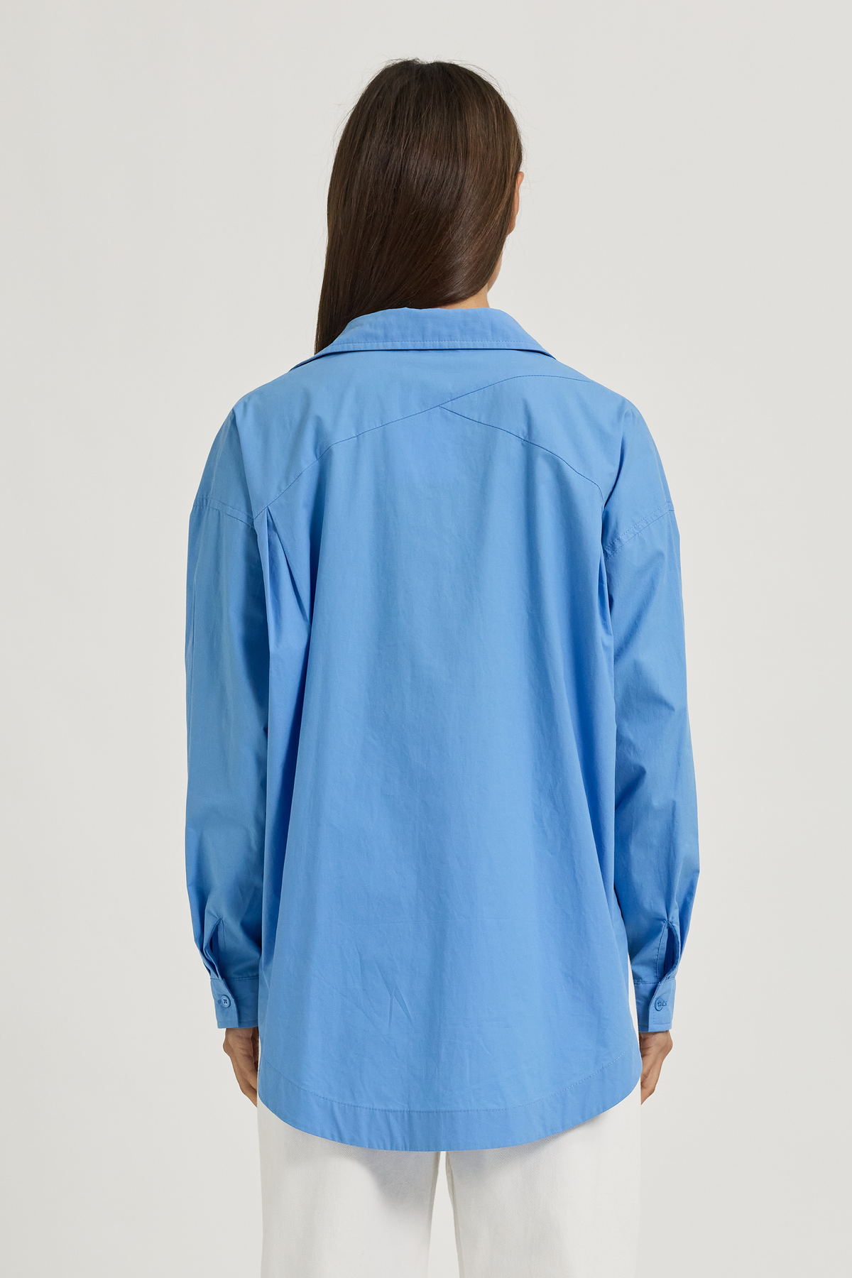 Morgan Panelled Wrap Button-Down Shirt - Azure Blue