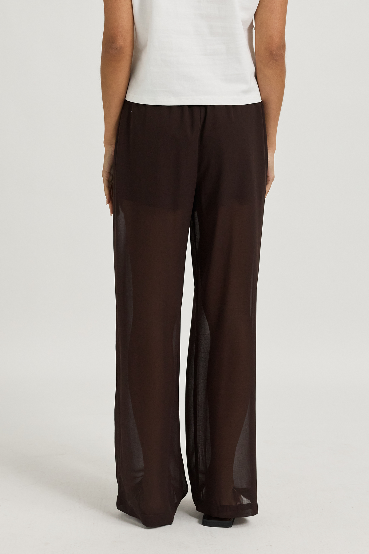 Zoi Sheer Wide Leg Pants - Chocolate
