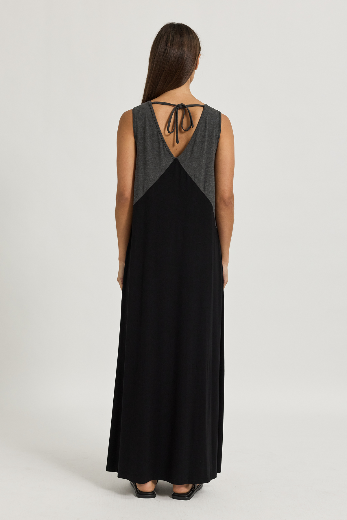 Arden Jersey Maxi Dress - Black / Charcoal Marle