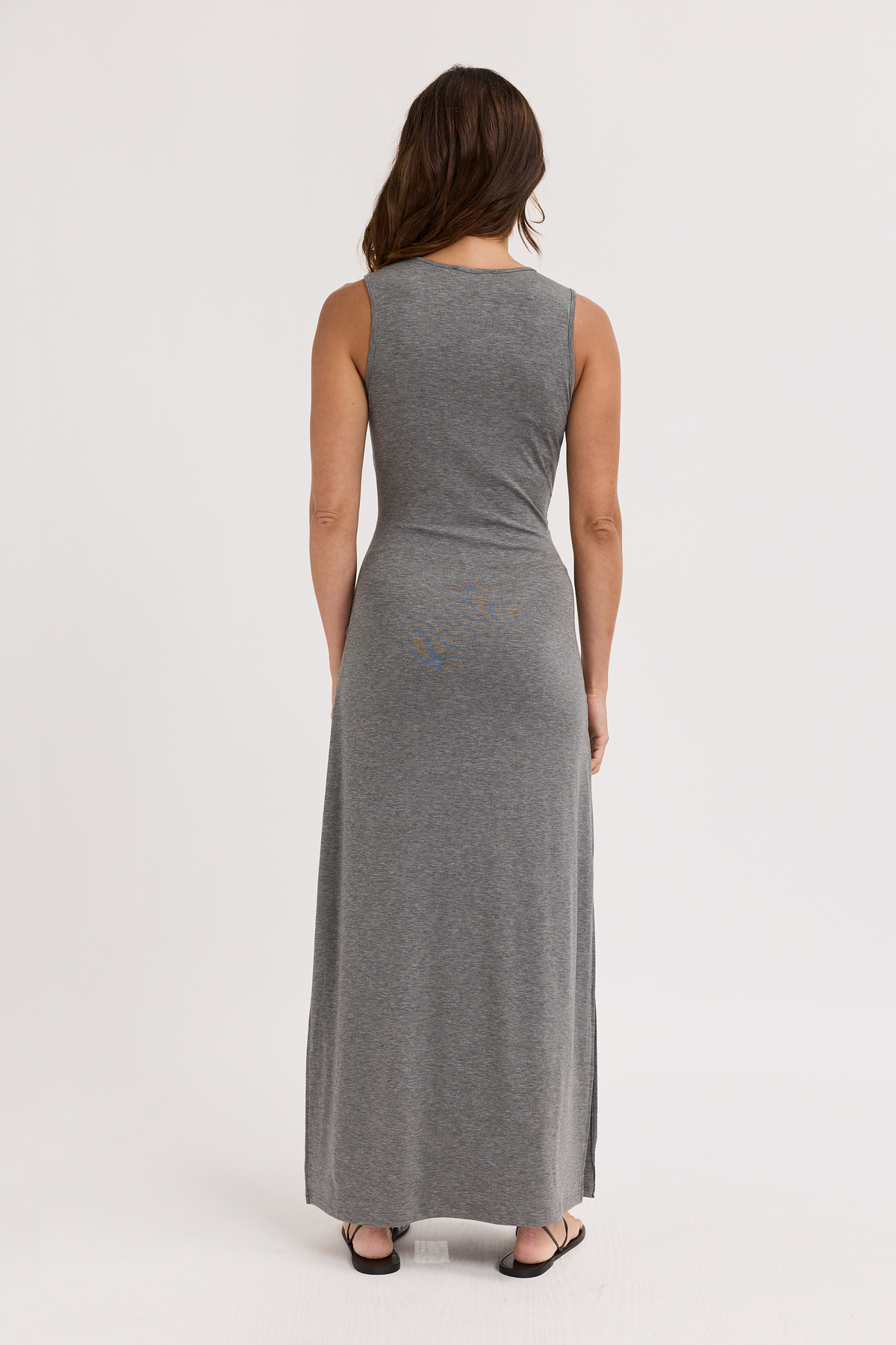 Greta Tie-Front Jersey Midi Dress - Charcoal Marle