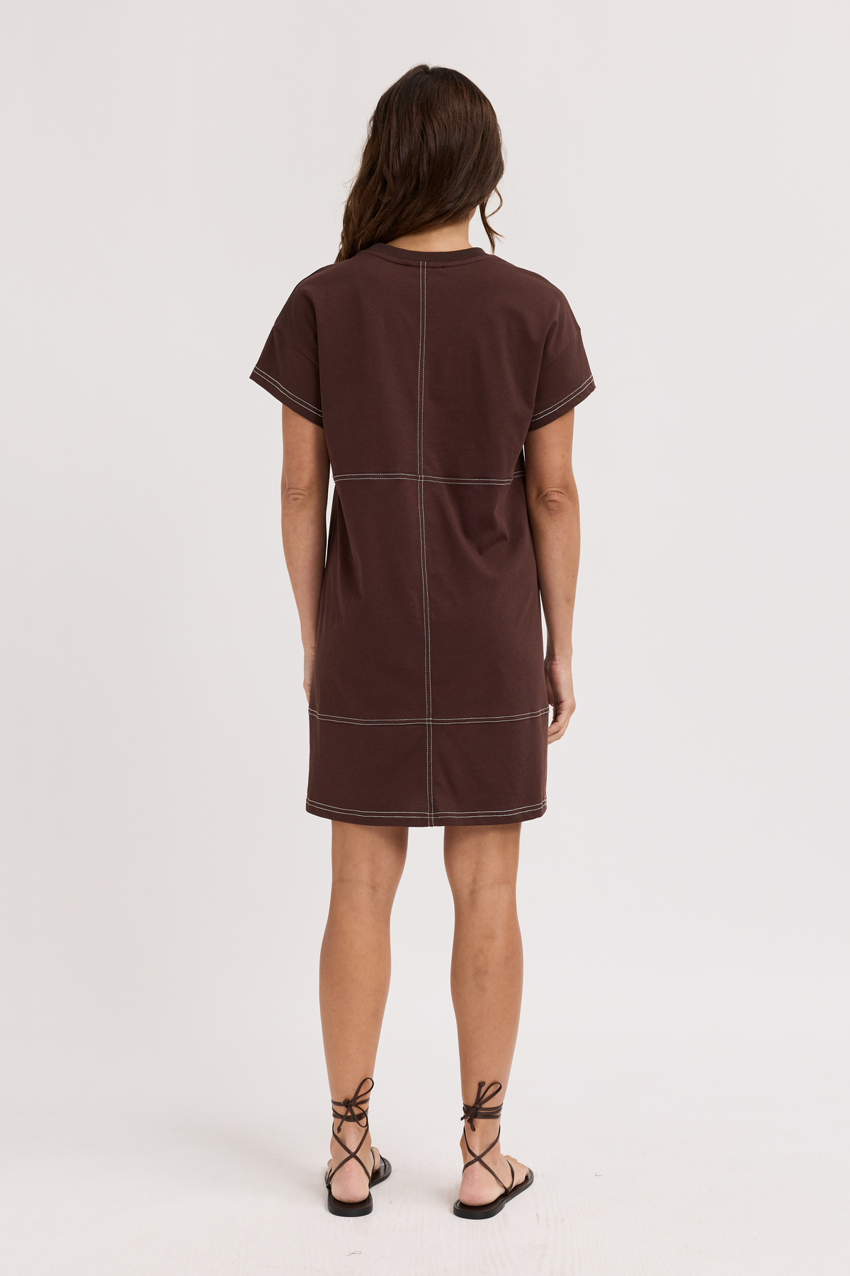 Miro Mini Panel Dress - Chocolate / Cream