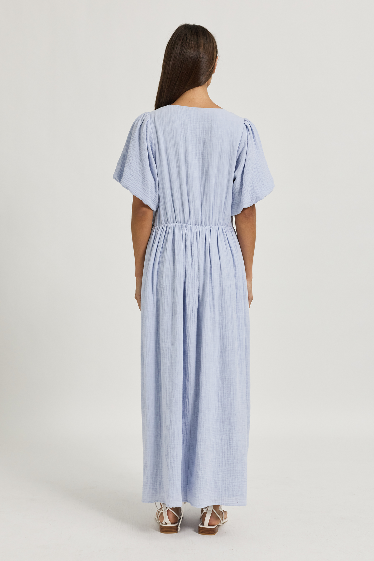 Josephine Babydoll Midi Dress - Baby Blue