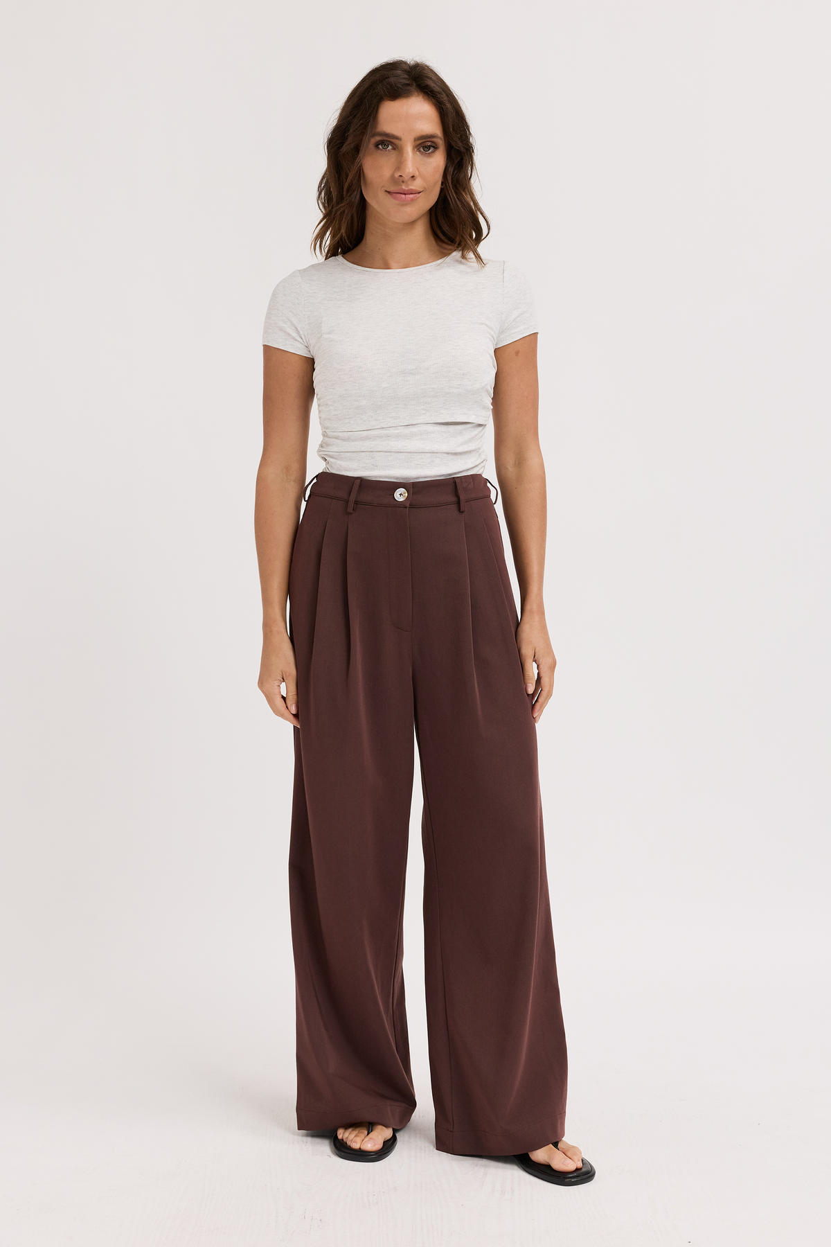 Zadie Adjustable Wide Leg Trouser - Chocolate