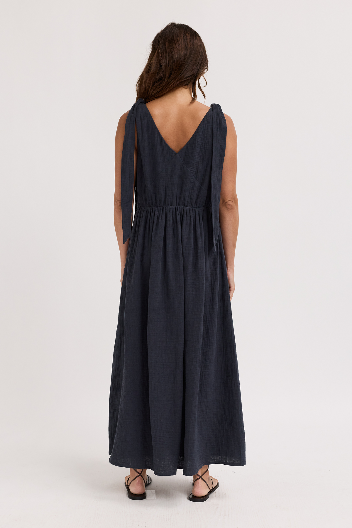 Raya Adjustable Babydoll Maxi Dress - Washed Navy