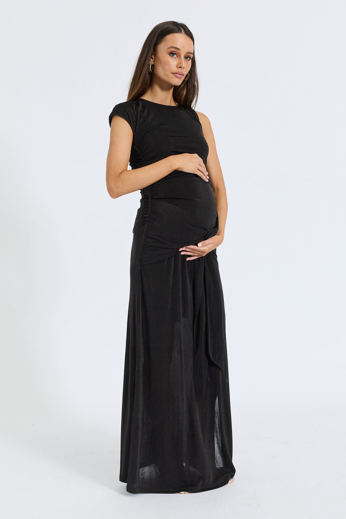 Nyla Tie-Front Maxi Dress - Black