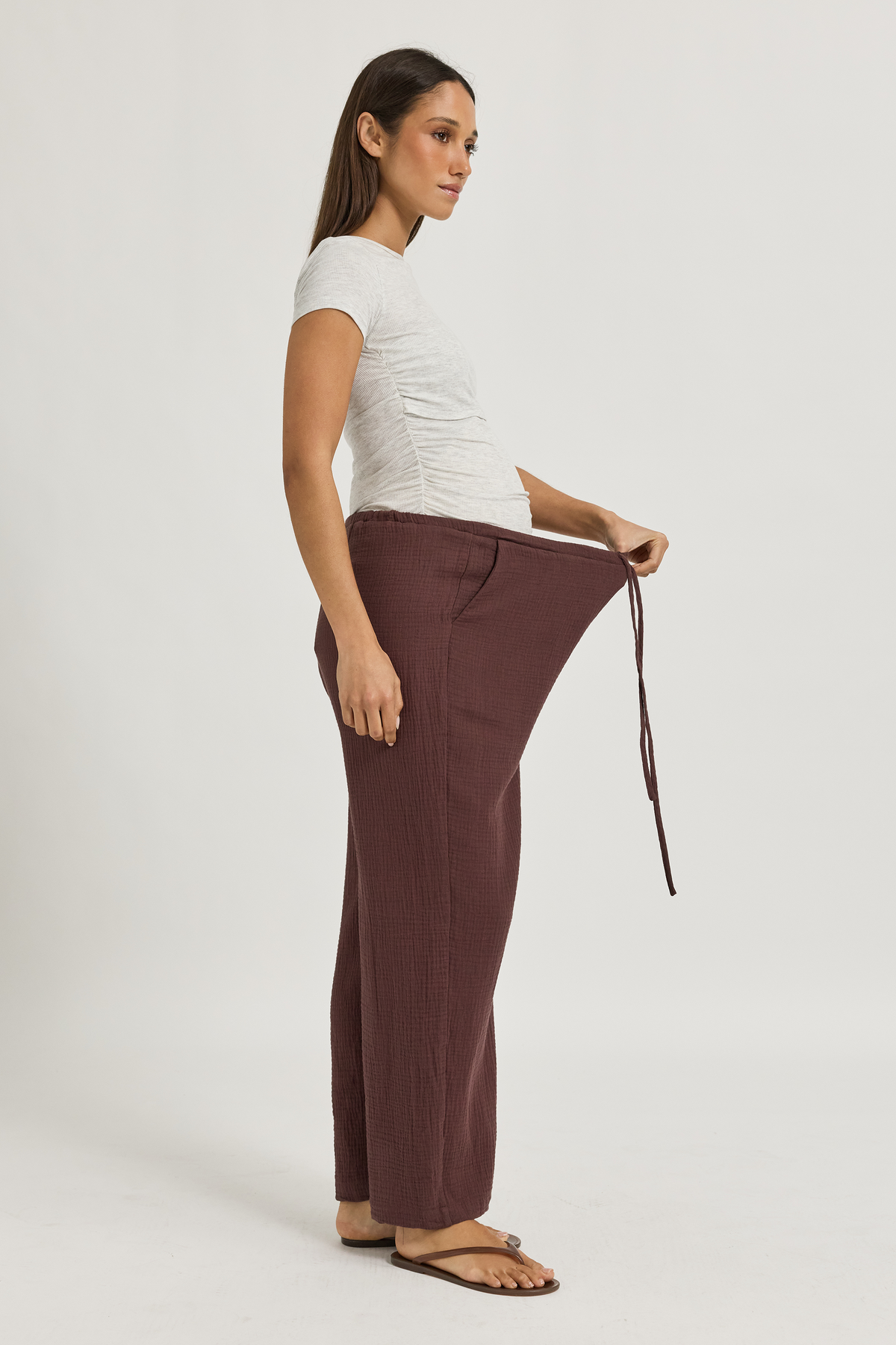 Reese Barrel Leg Drawstring Pant - Chocolate