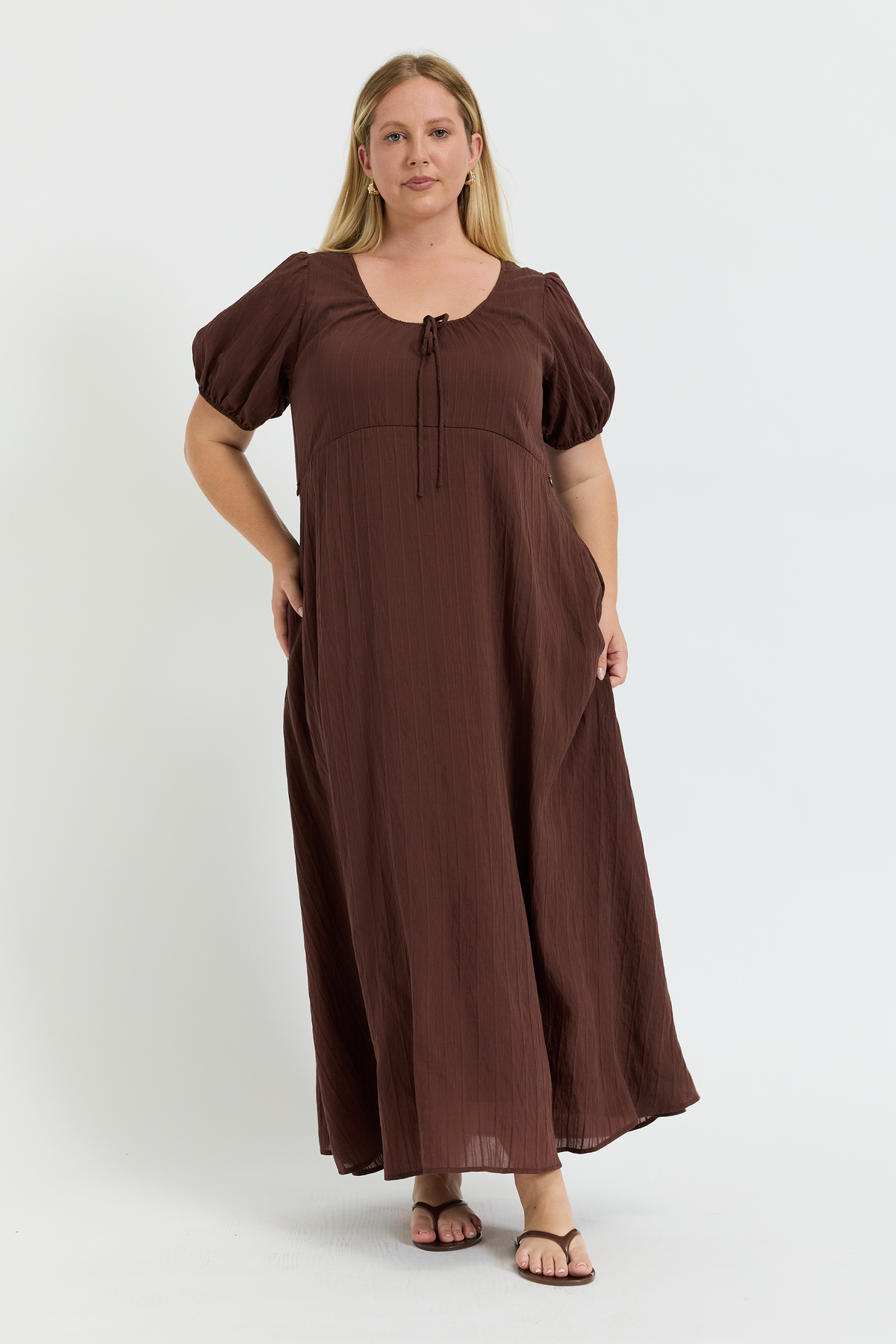 Joan Babydoll Maxi Dress - Chocolate