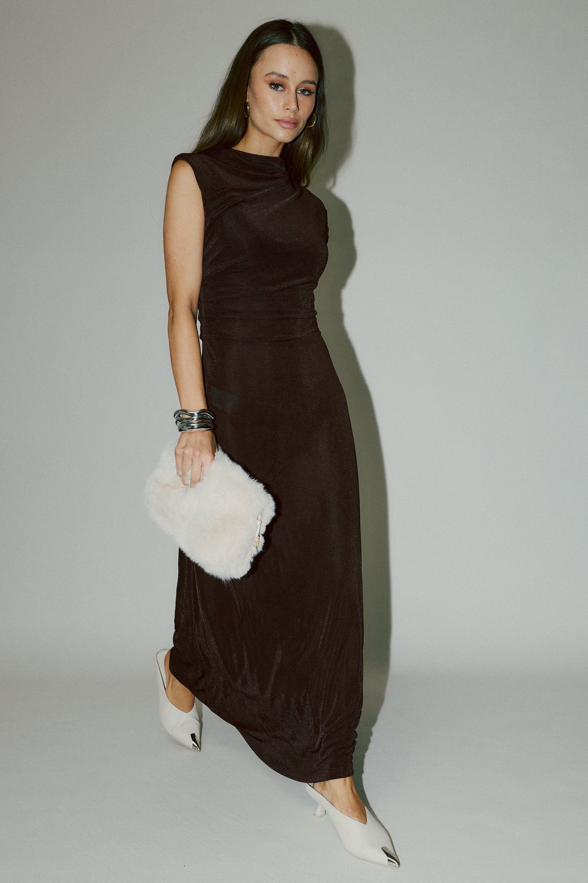 Lyssa Draped Maxi Dress - Espresso