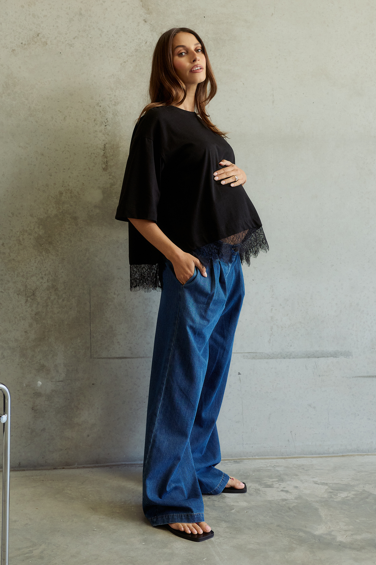 London Lace Wrap Side Tee - Black