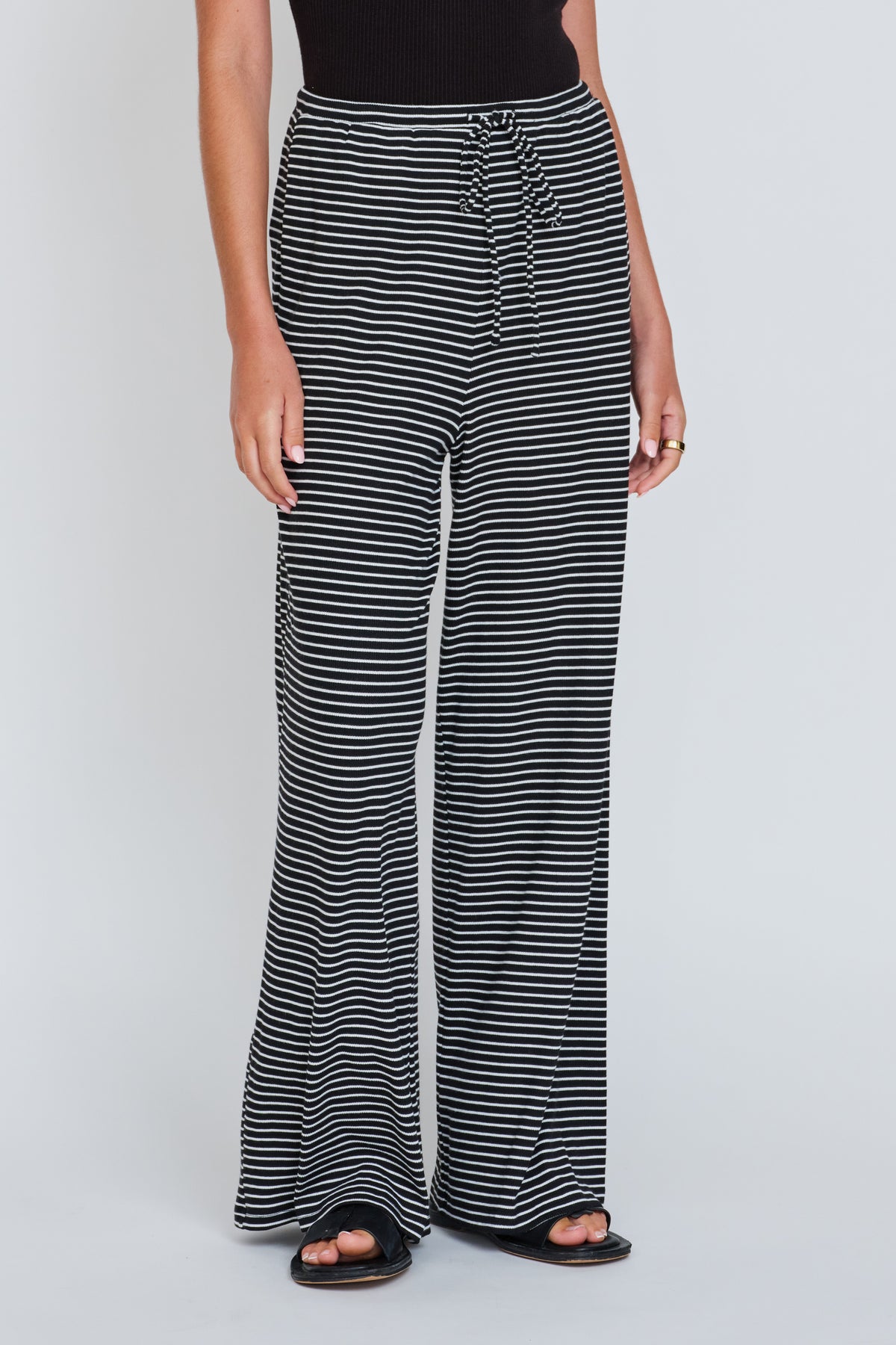 Ivy Stripe Wide Leg Pant - Black / White