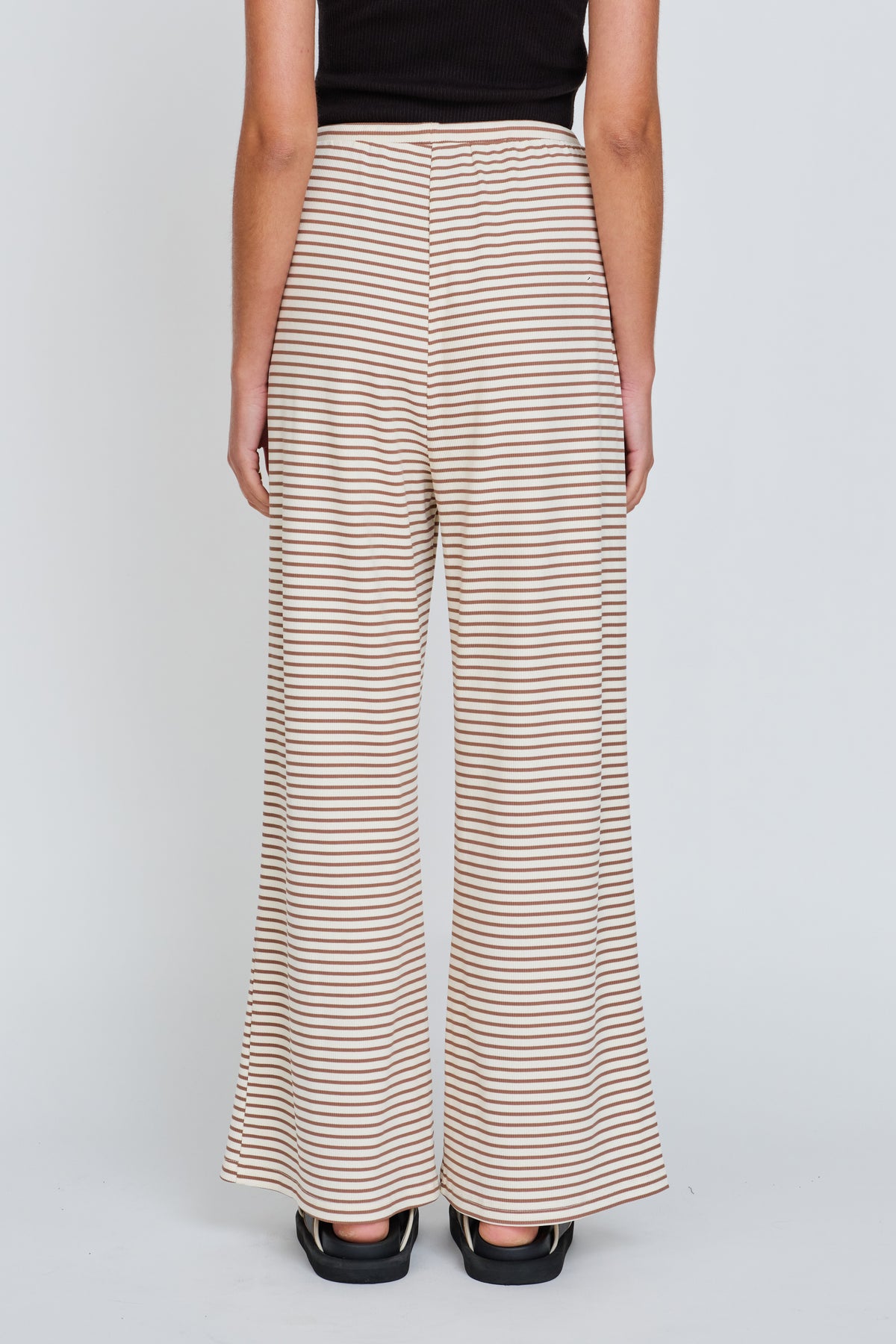 Ivy Stripe Wide Leg Pants - Cream / Tan
