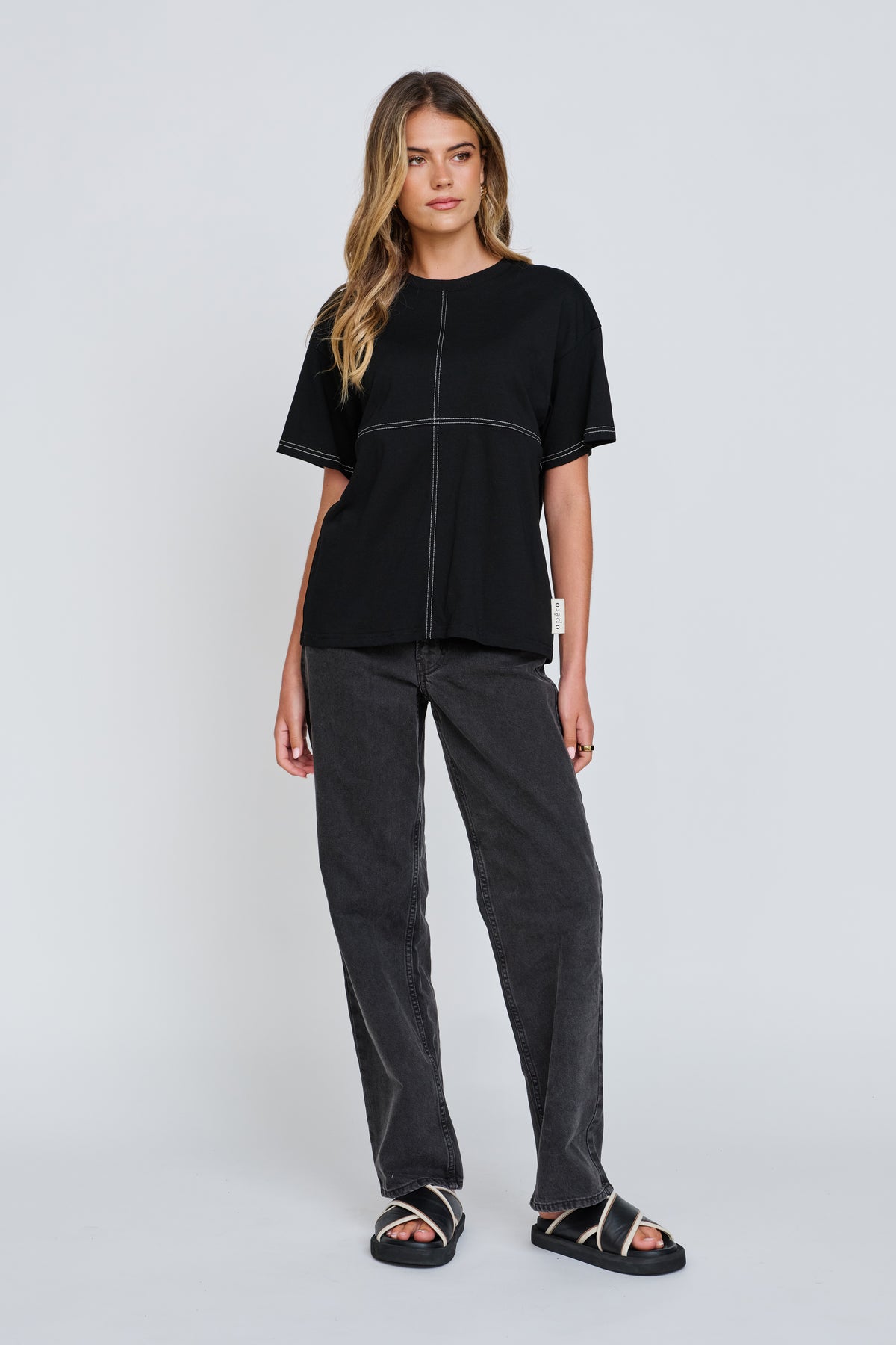 Miro Contrast Panel Tee - Black / White