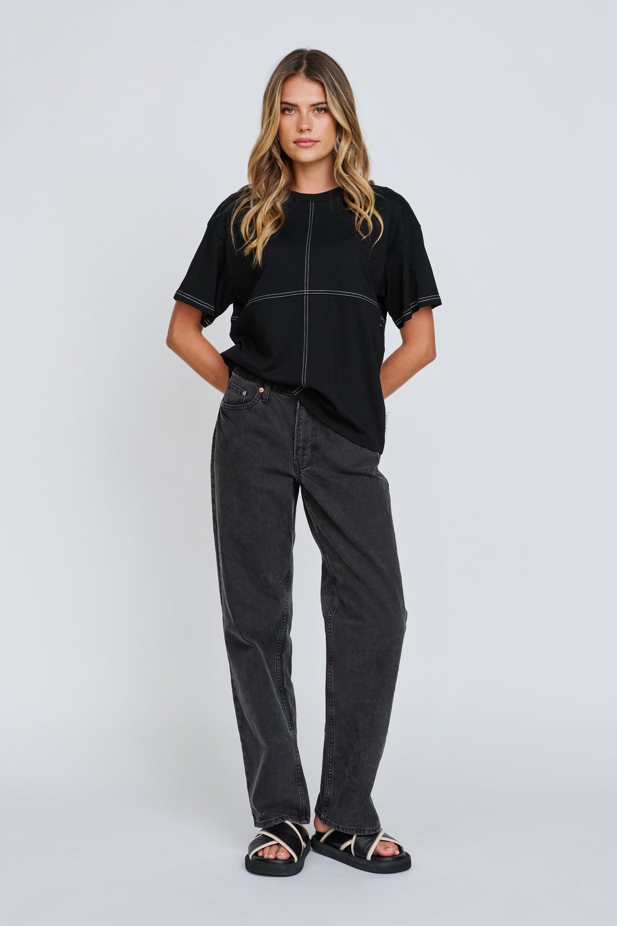 Miro Contrast Panel Tee - Black / White