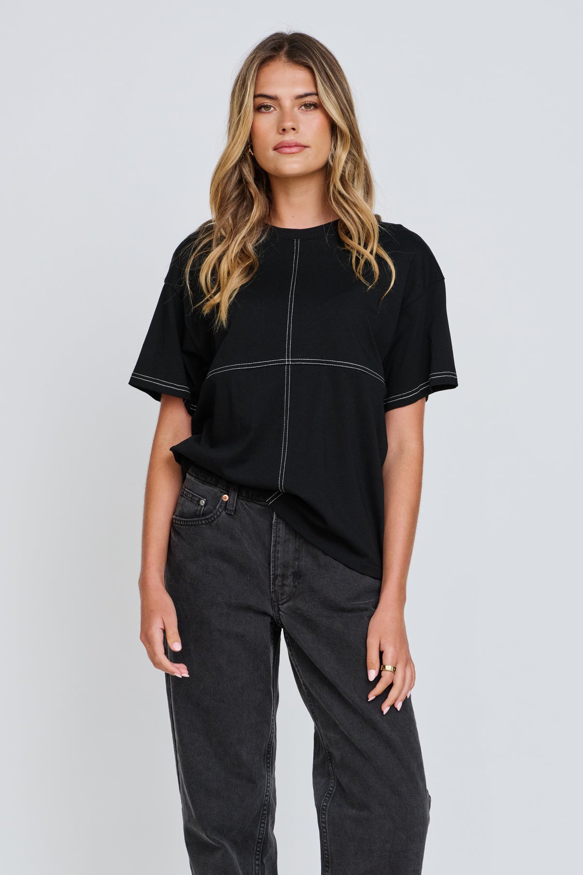 Miro Contrast Panel Tee - Black / White