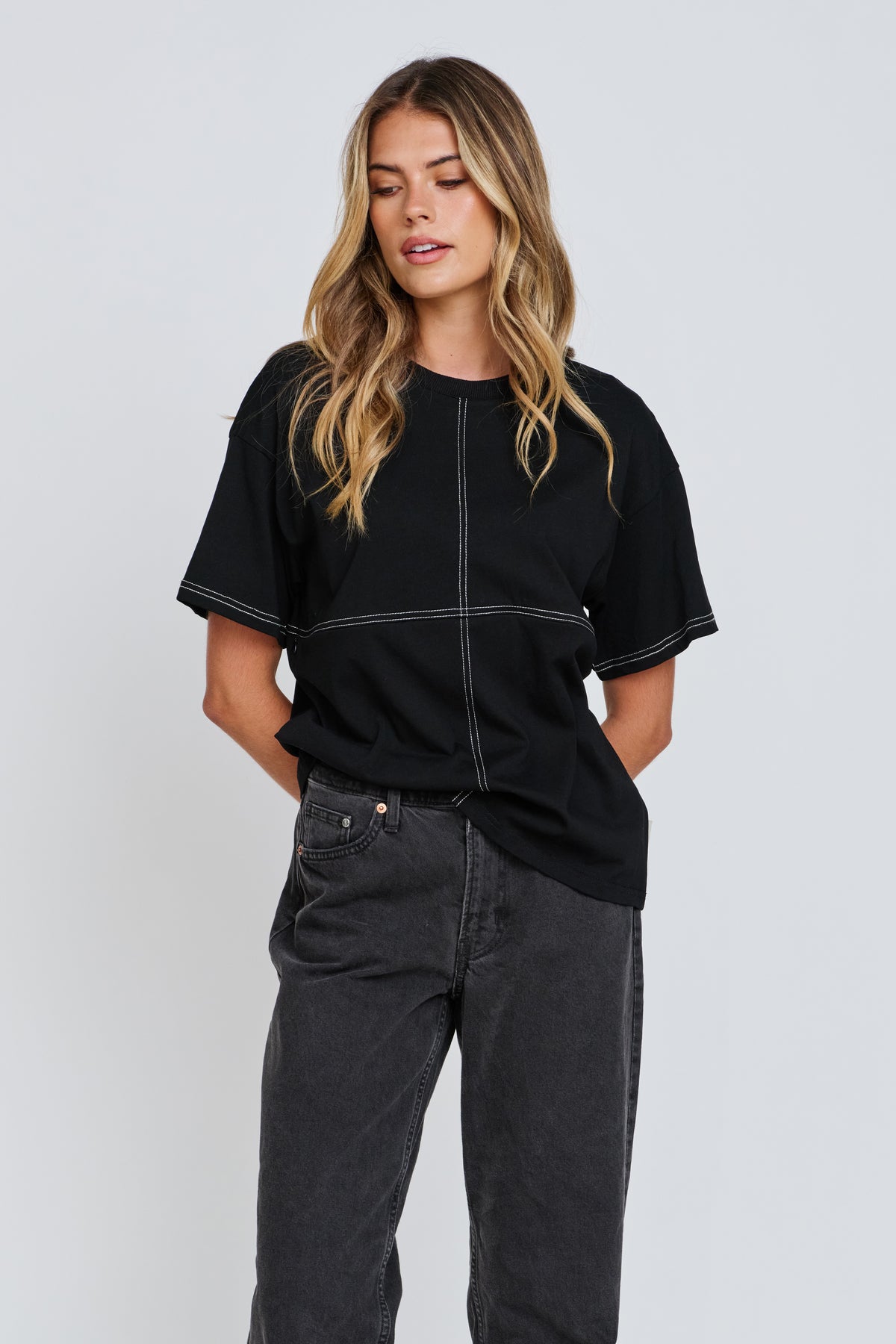 Miro Contrast Panel Tee - Black / White